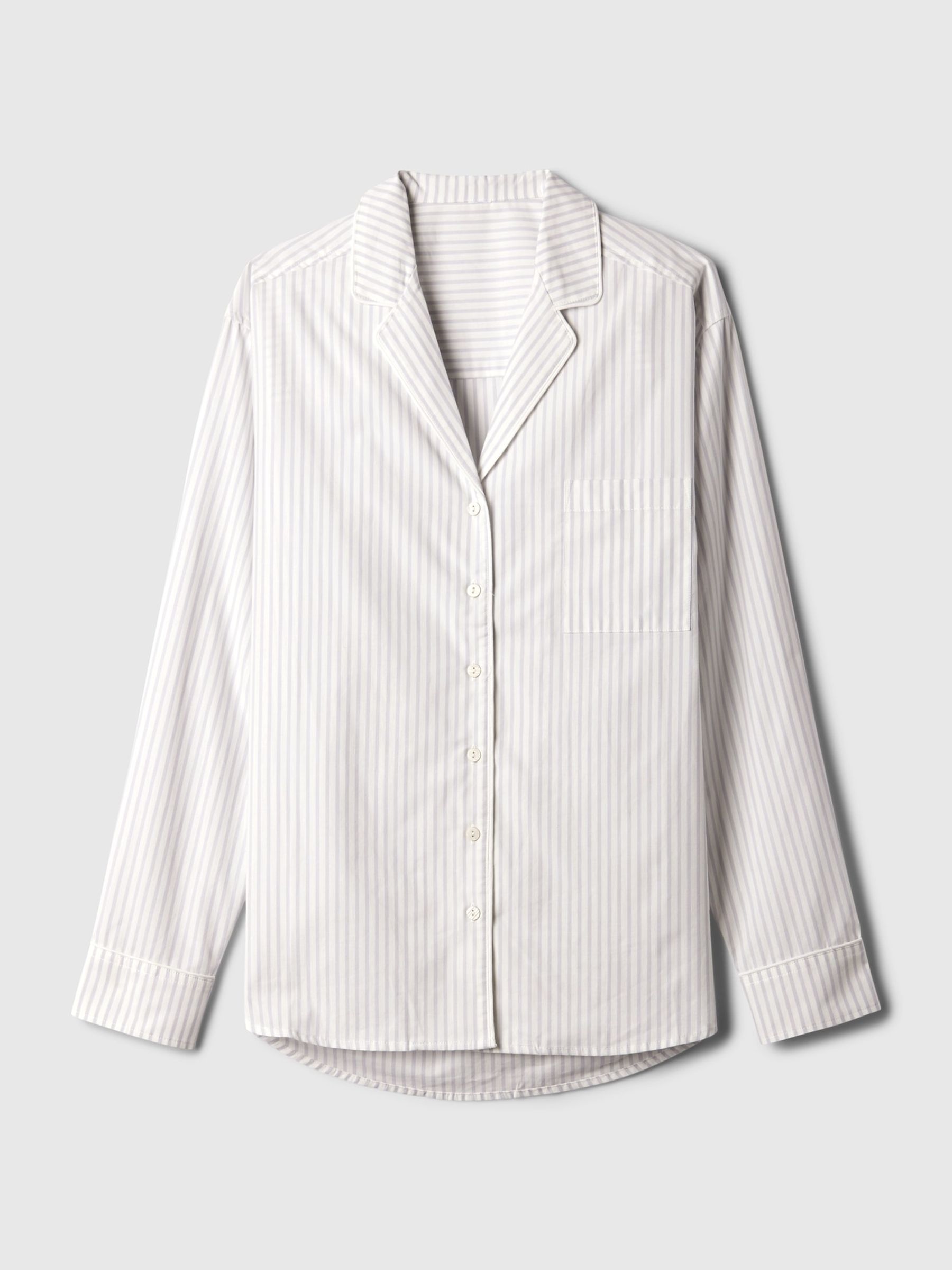 Grey Stripe Poplin Pyjama Shirt - Image 4 of 6