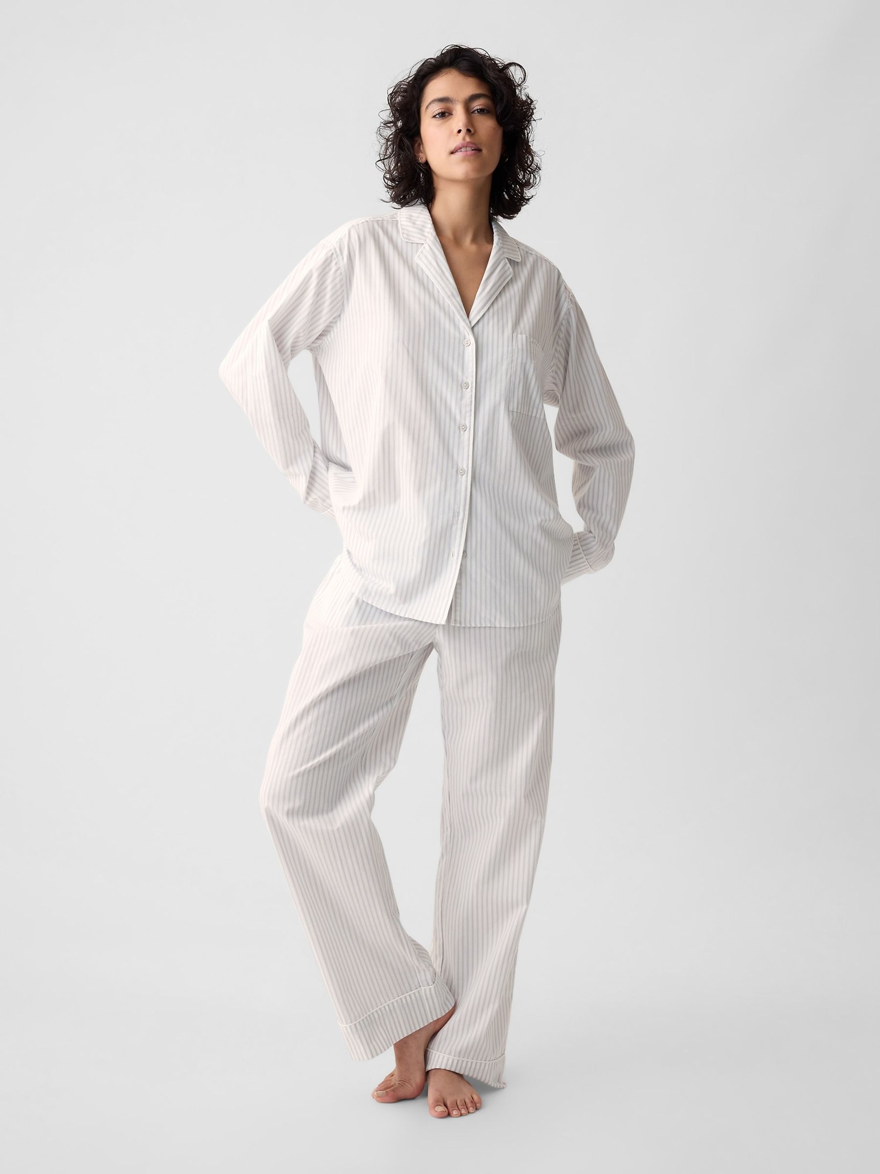 Grey Stripe Poplin Pyjama Shirt - Image 6 of 6