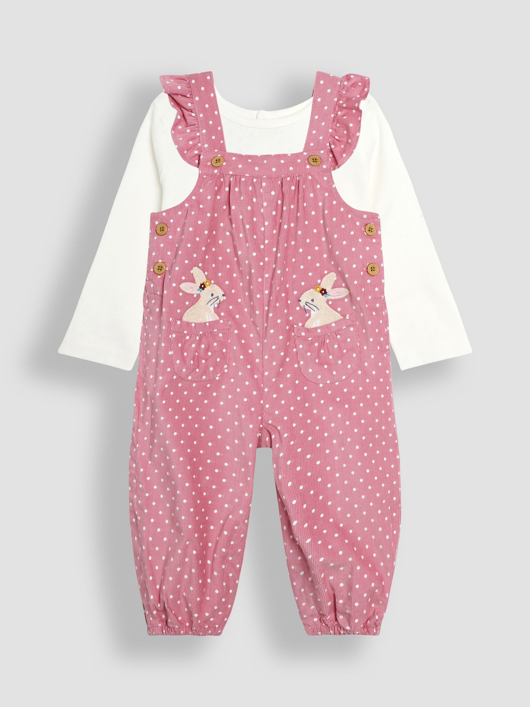 Rose Pink Bunny Appliqué Cord Dungarees & Top Set - Image 1 of 6