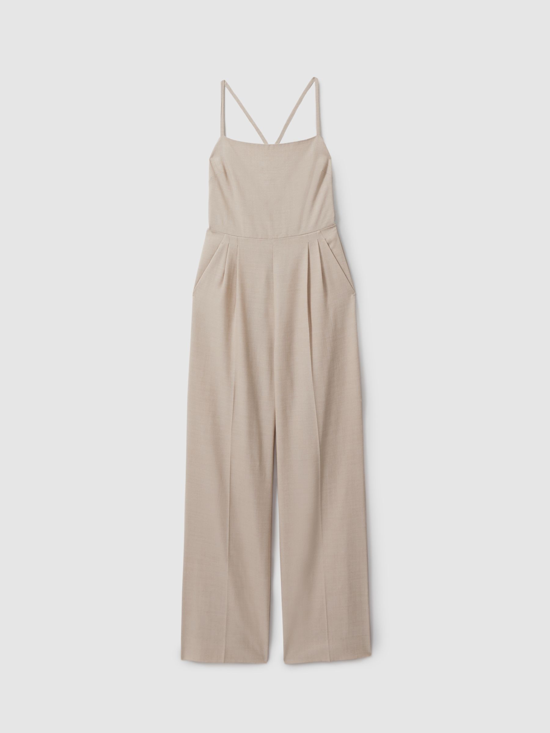 Wool Tailored Strappy Jumpsuit in Neutral - Image 2 of 5