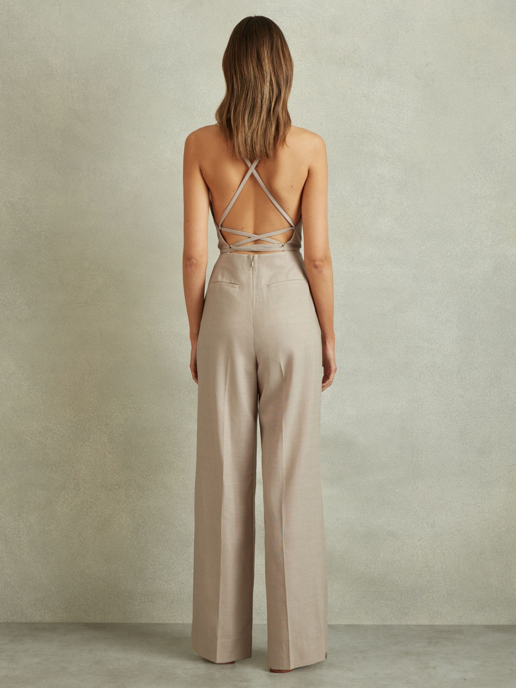Wool Tailored Strappy Jumpsuit in Neutral - Image 4 of 5