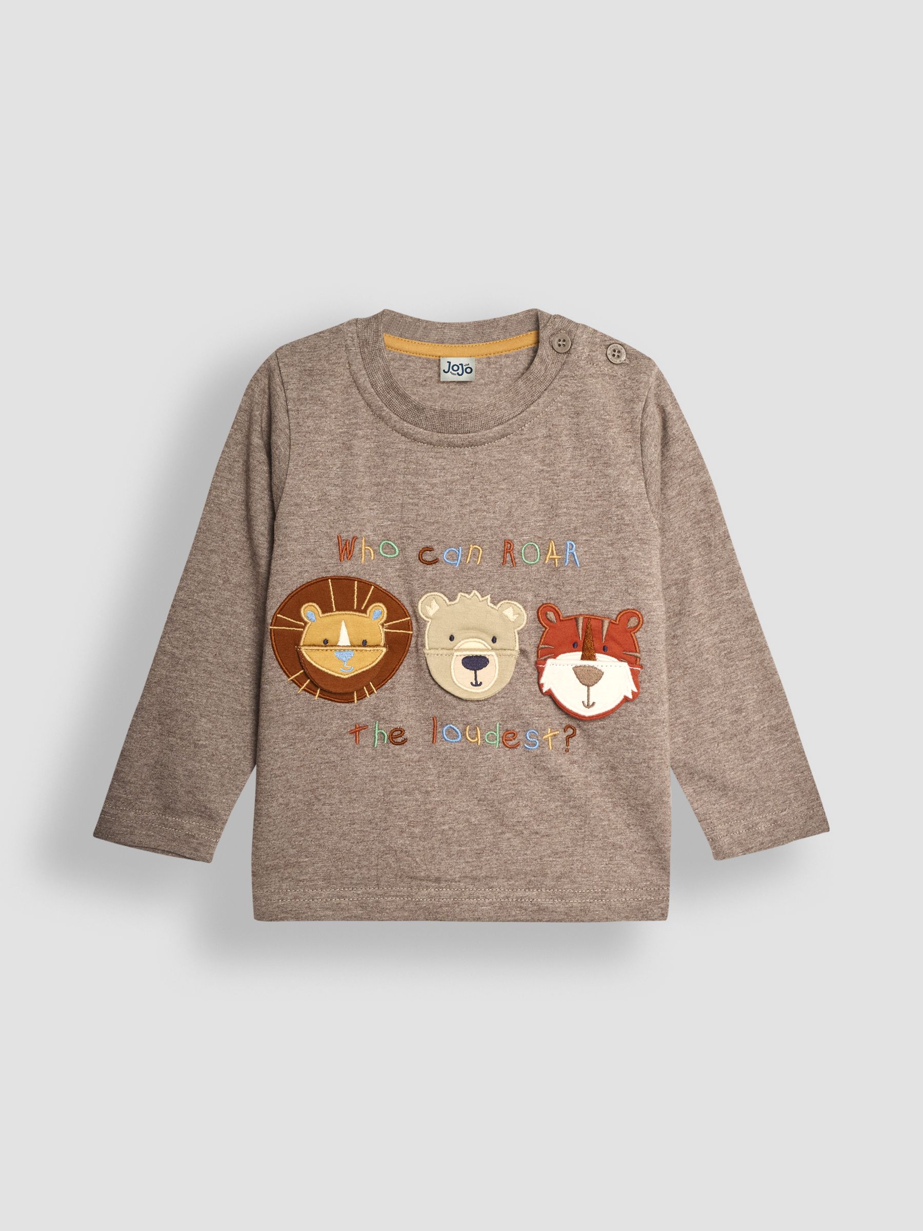 Mocha Brown Who Roars The Loudest Appliqué and Embroidered Top - Image 1 of 3