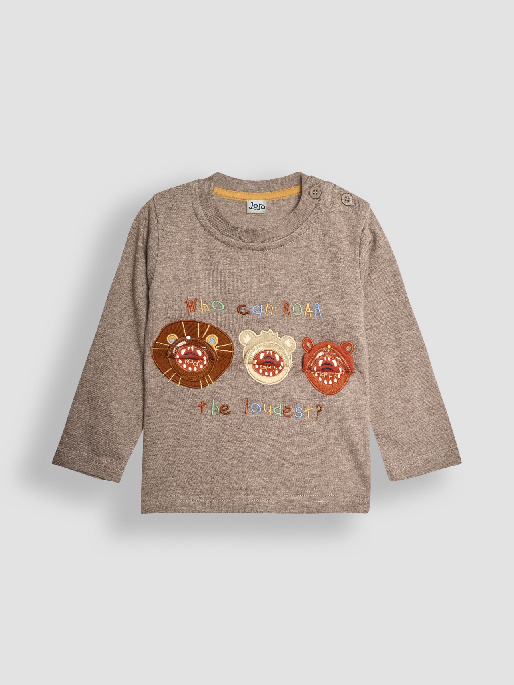 Mocha Brown Who Roars The Loudest Appliqué and Embroidered Top - Image 2 of 3