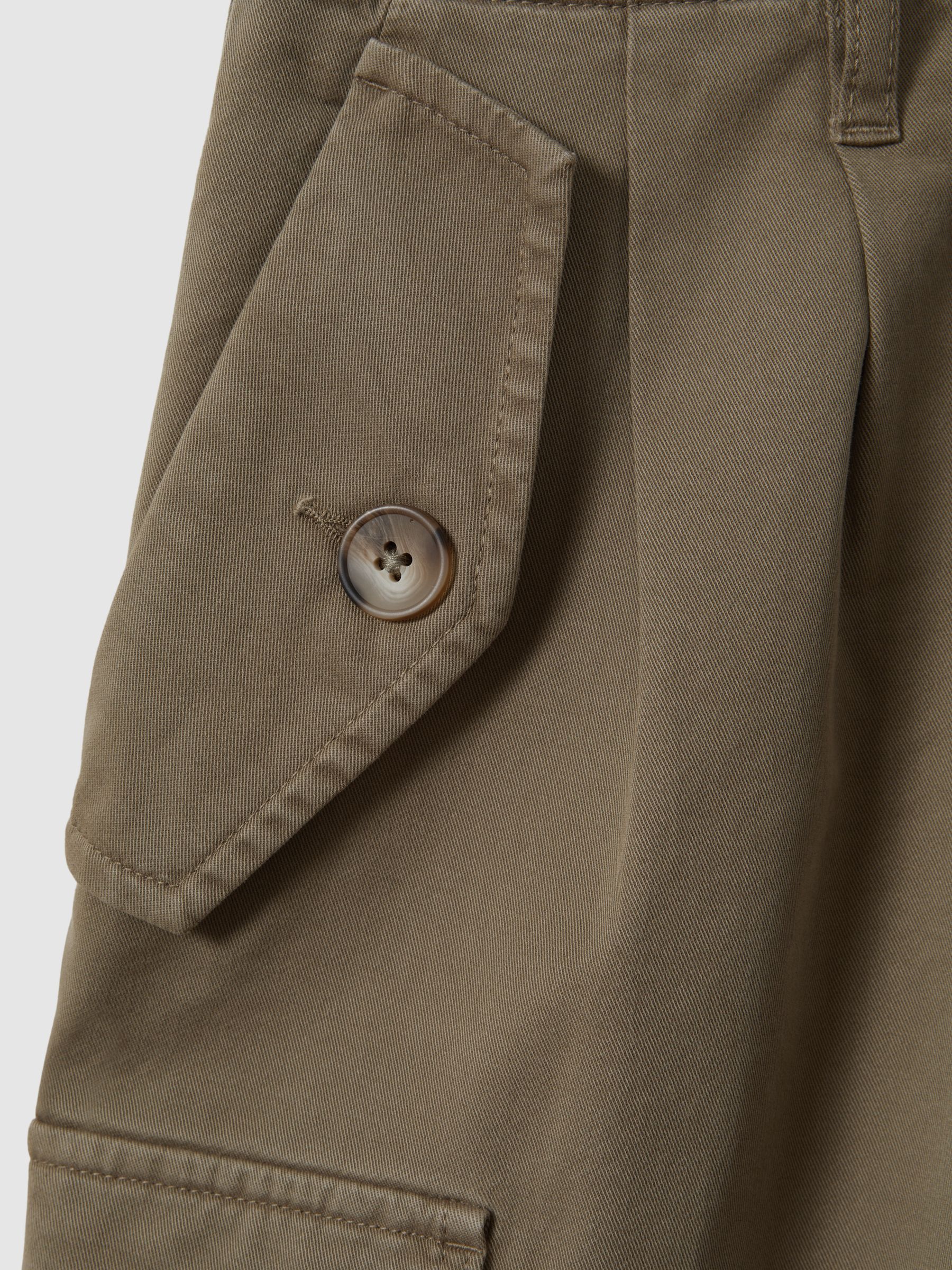 Cotton Blend Tapered Combat Trousers in Khaki - Image 5 of 5
