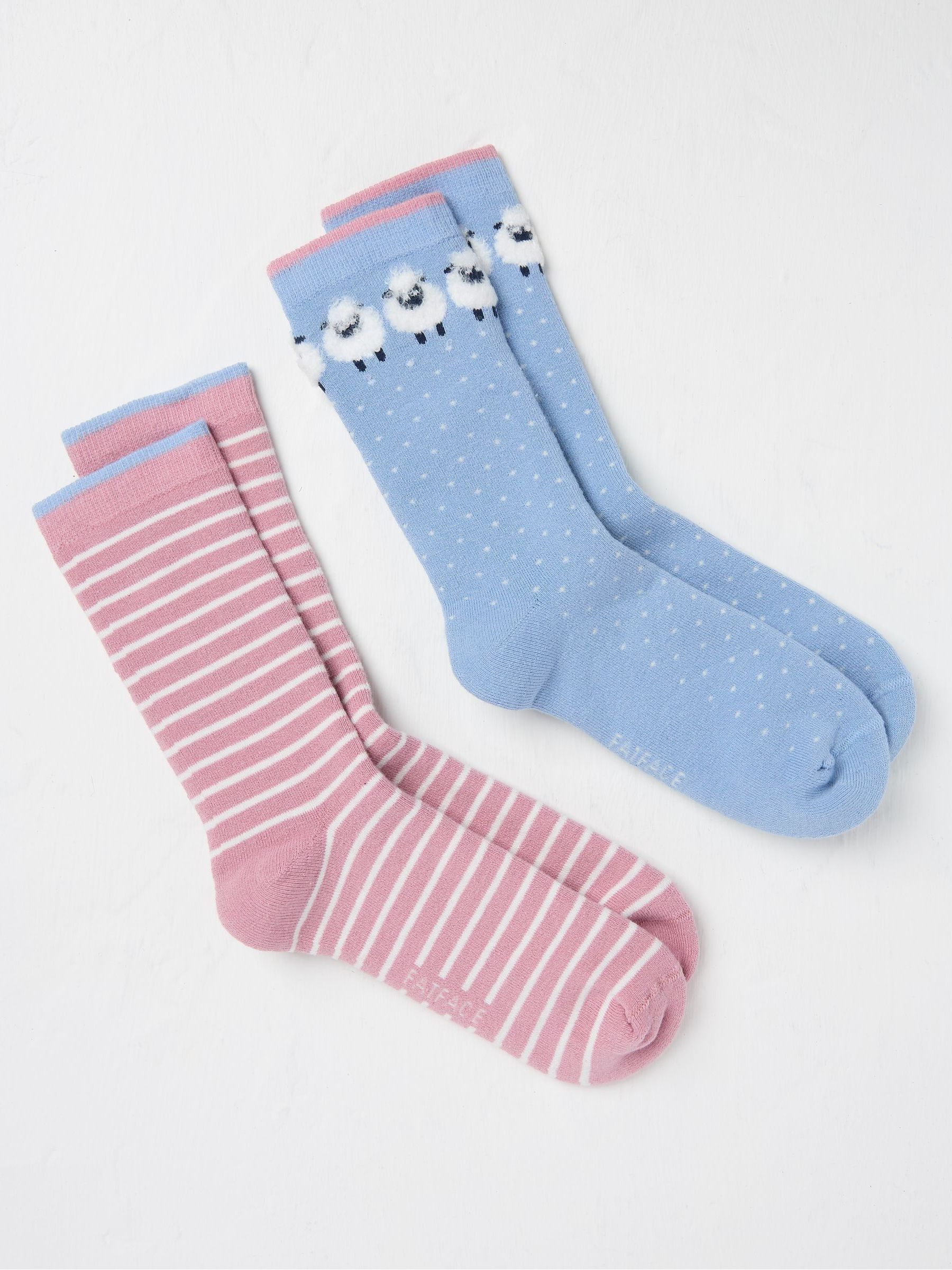 Blue 2 Pairs of Sheep Welly Socks - Image 1 of 2