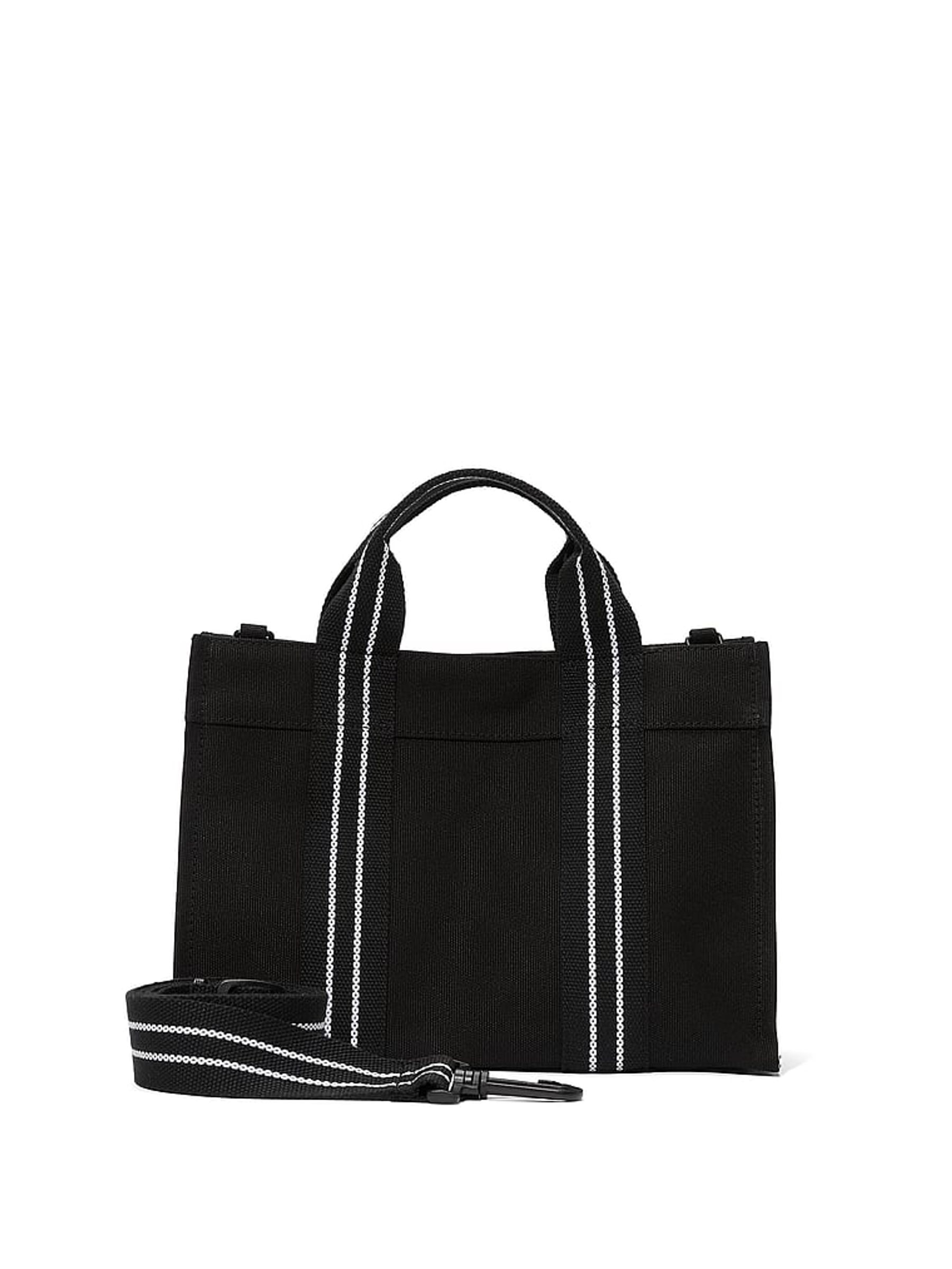 Pure Black Canvas Mini Tote Bag - Image 2 of 2