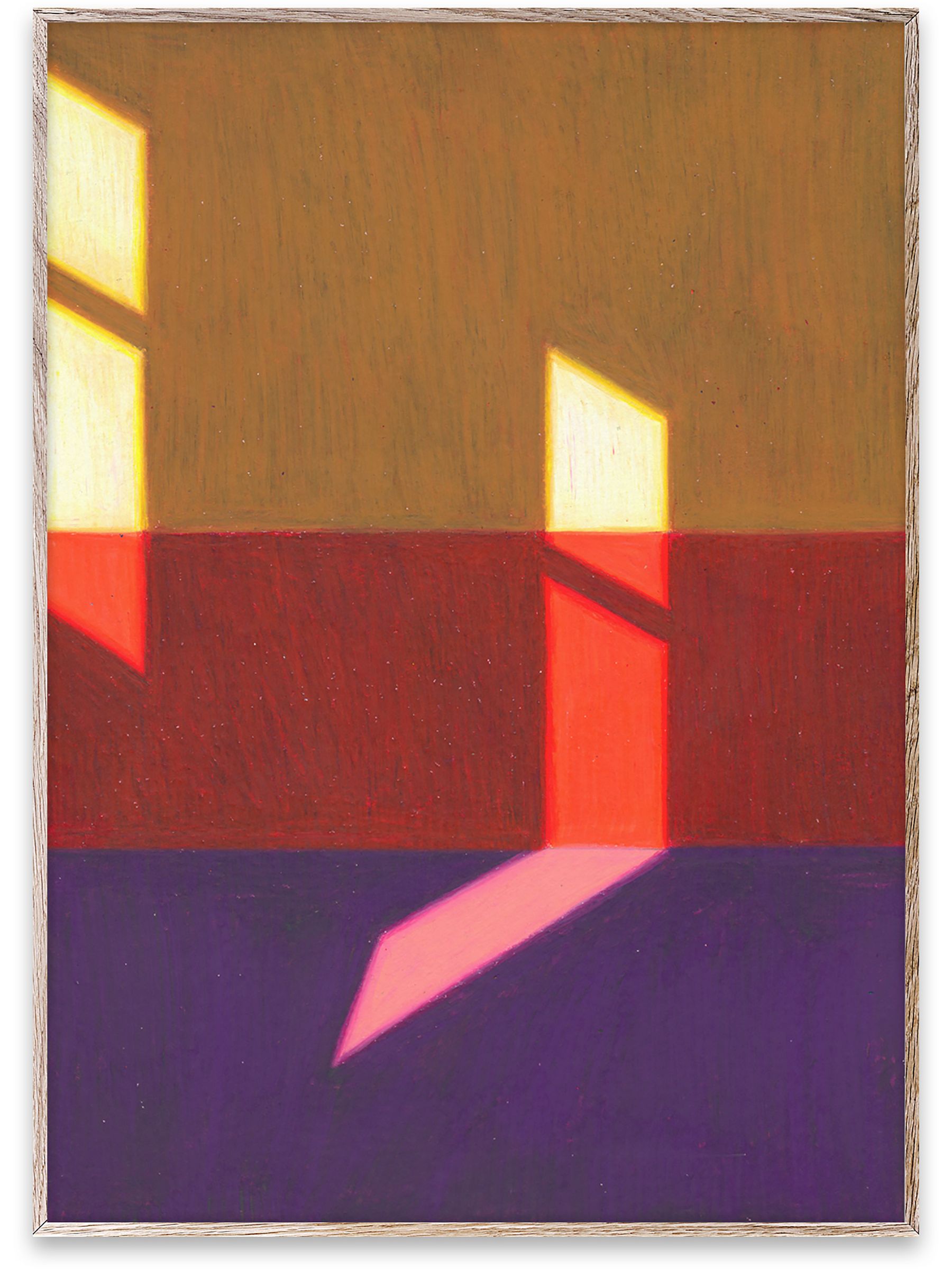 Paper Collective Yellow Les Vacances 02 Framed Wall Art Print in Natural Oak Frame - Image 1 of 3