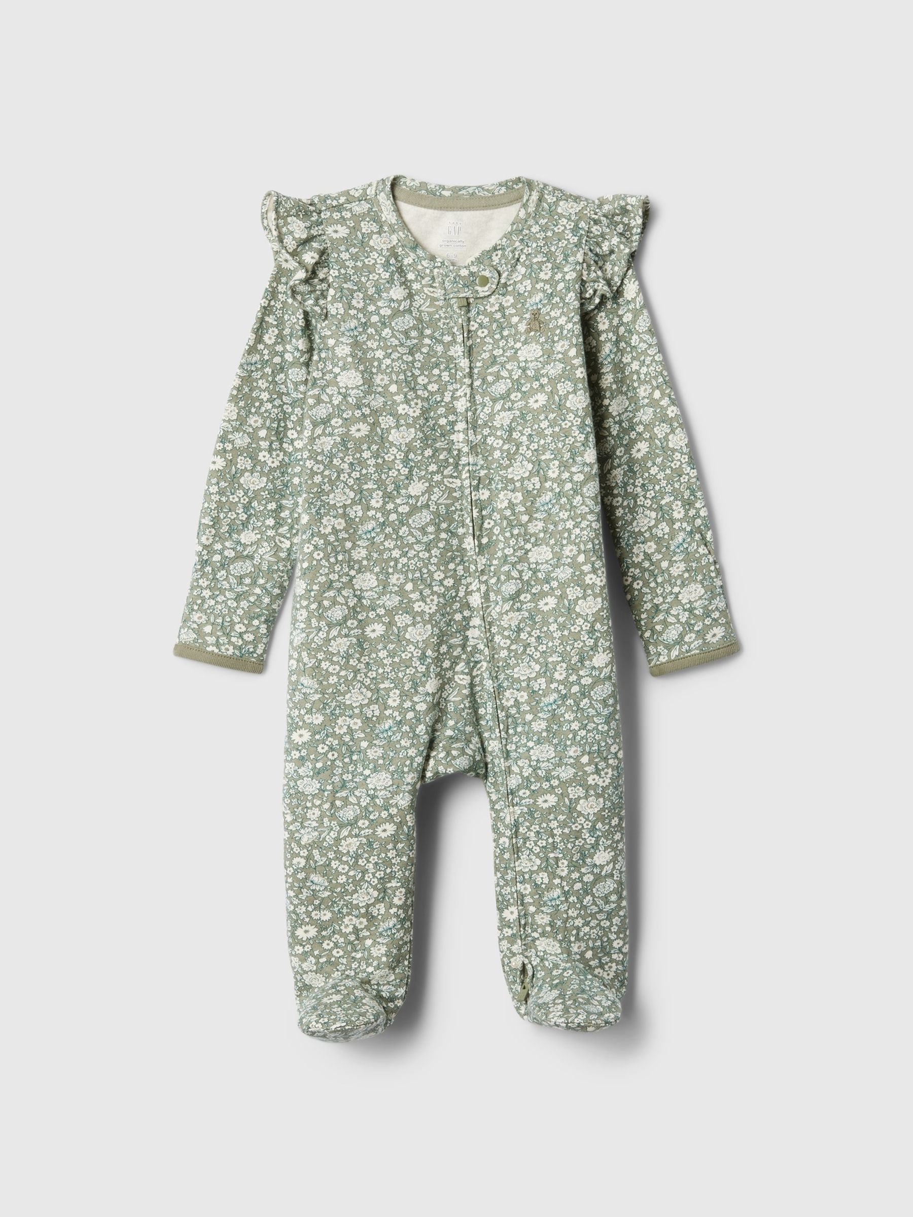 Green Floral Organic Cotton First Favourites Sleepsuit (Newborn-9mths) - Image 1 of 2