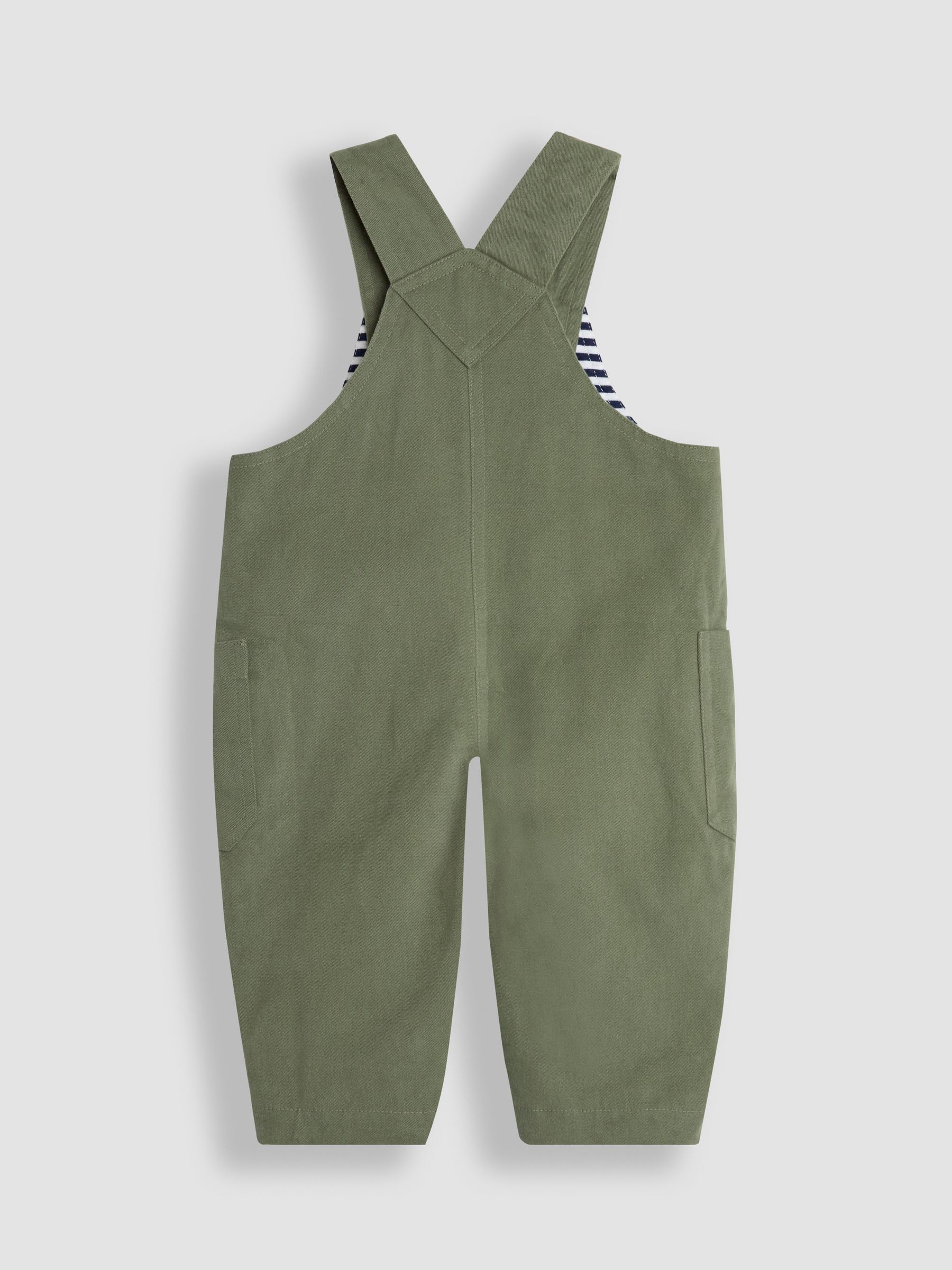 Khaki Twill Side Pocket Dungarees And Stripe Top Set - Image 3 of 6