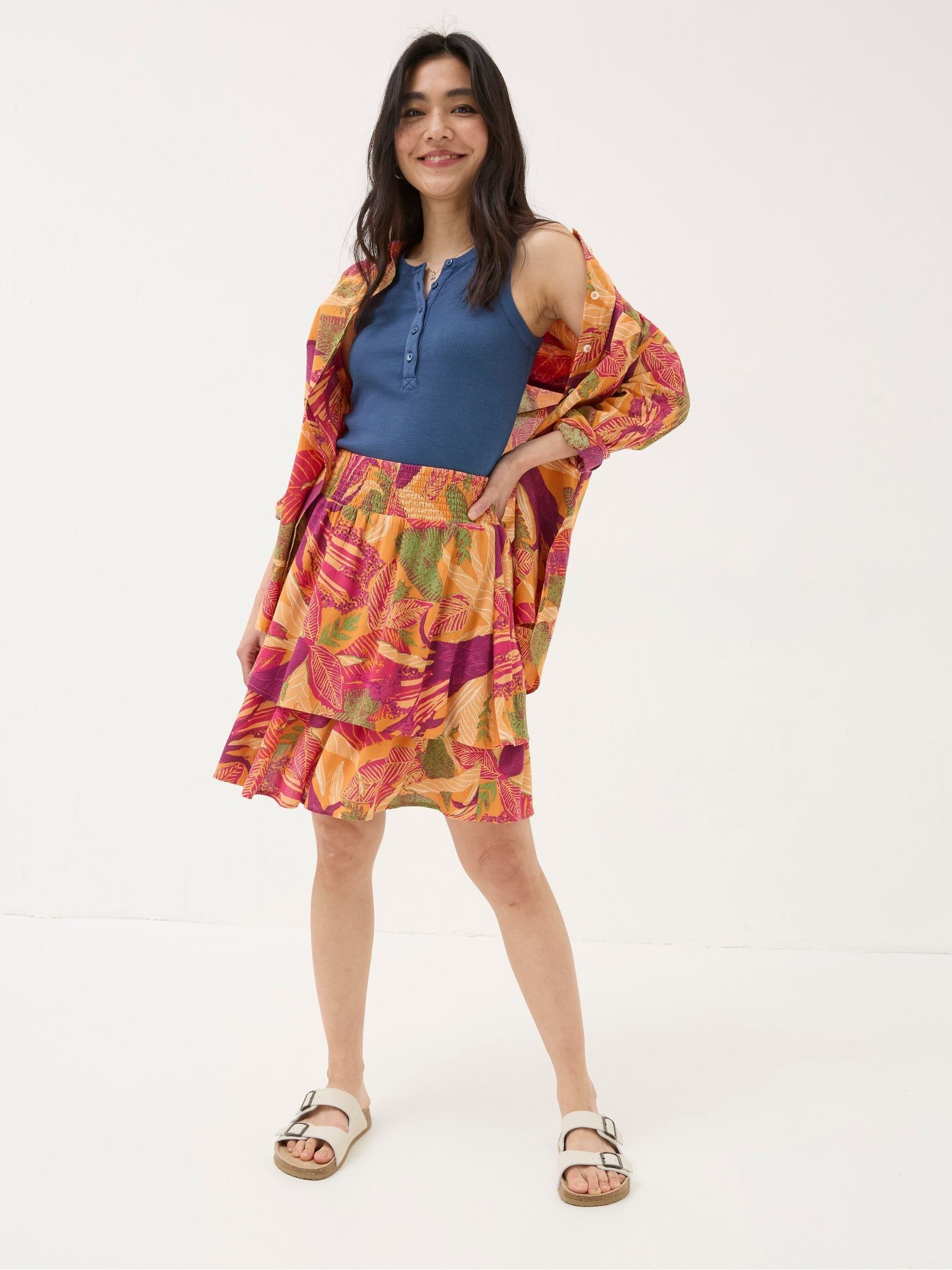 Ali Orange Tropical Floral Skirt - Image 2 of 5