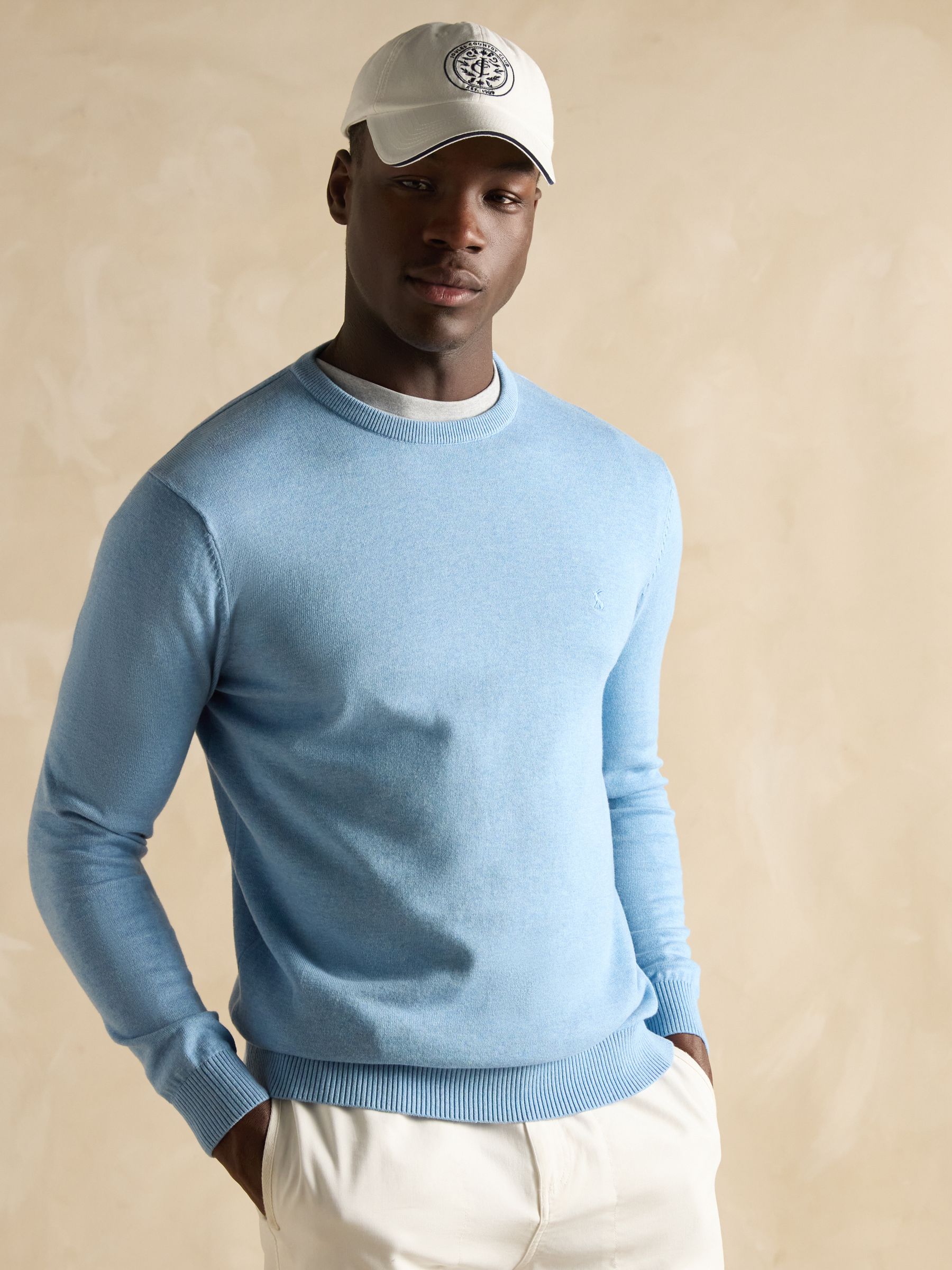 Hillside Blue Crew Neck Knitted Jumper - Image 1 of 7