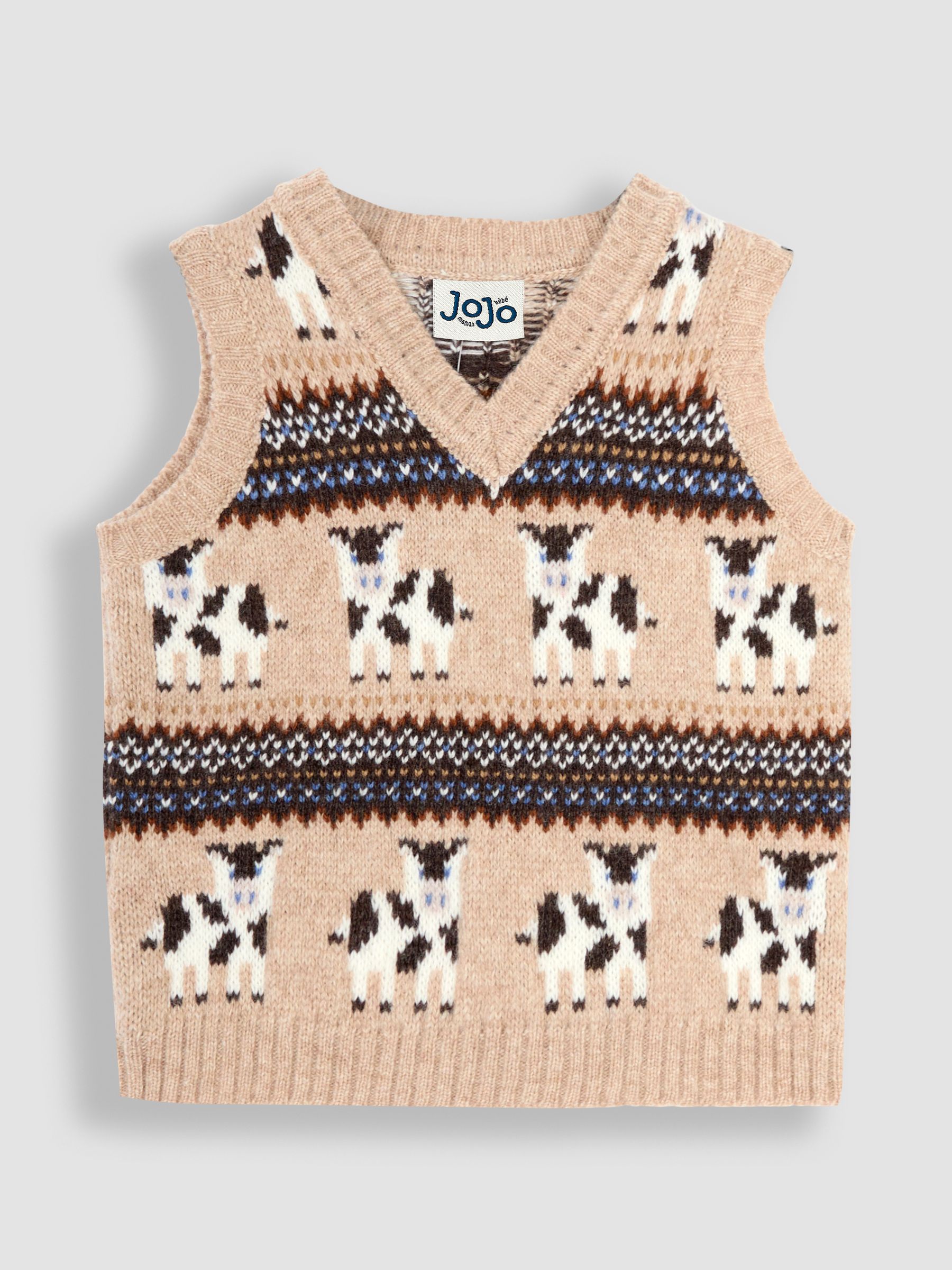 Natural Friesian Cow Knit Fair Isle Tank Top - Image 1 of 6