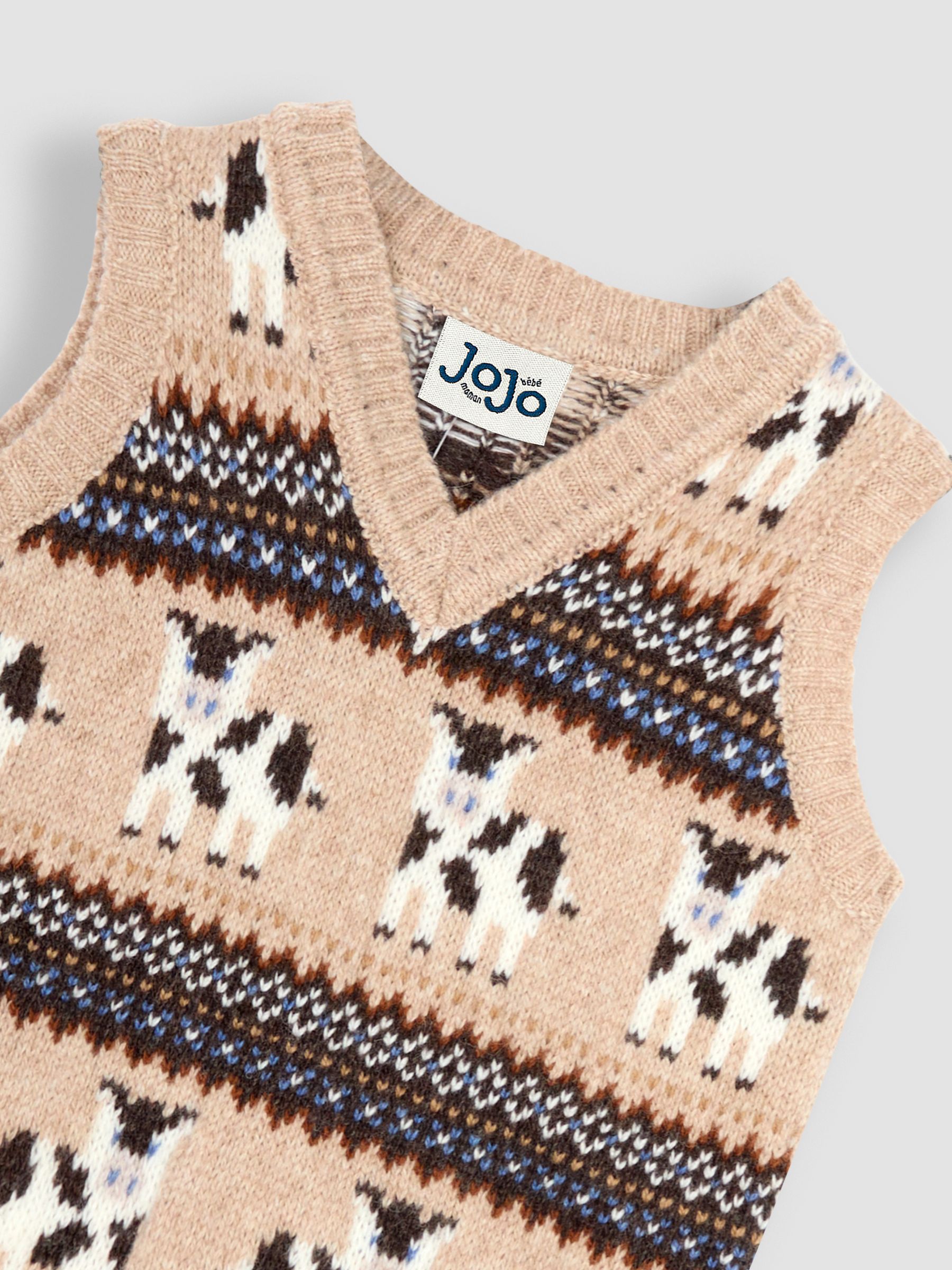 Natural Friesian Cow Knit Fair Isle Tank Top - Image 3 of 6