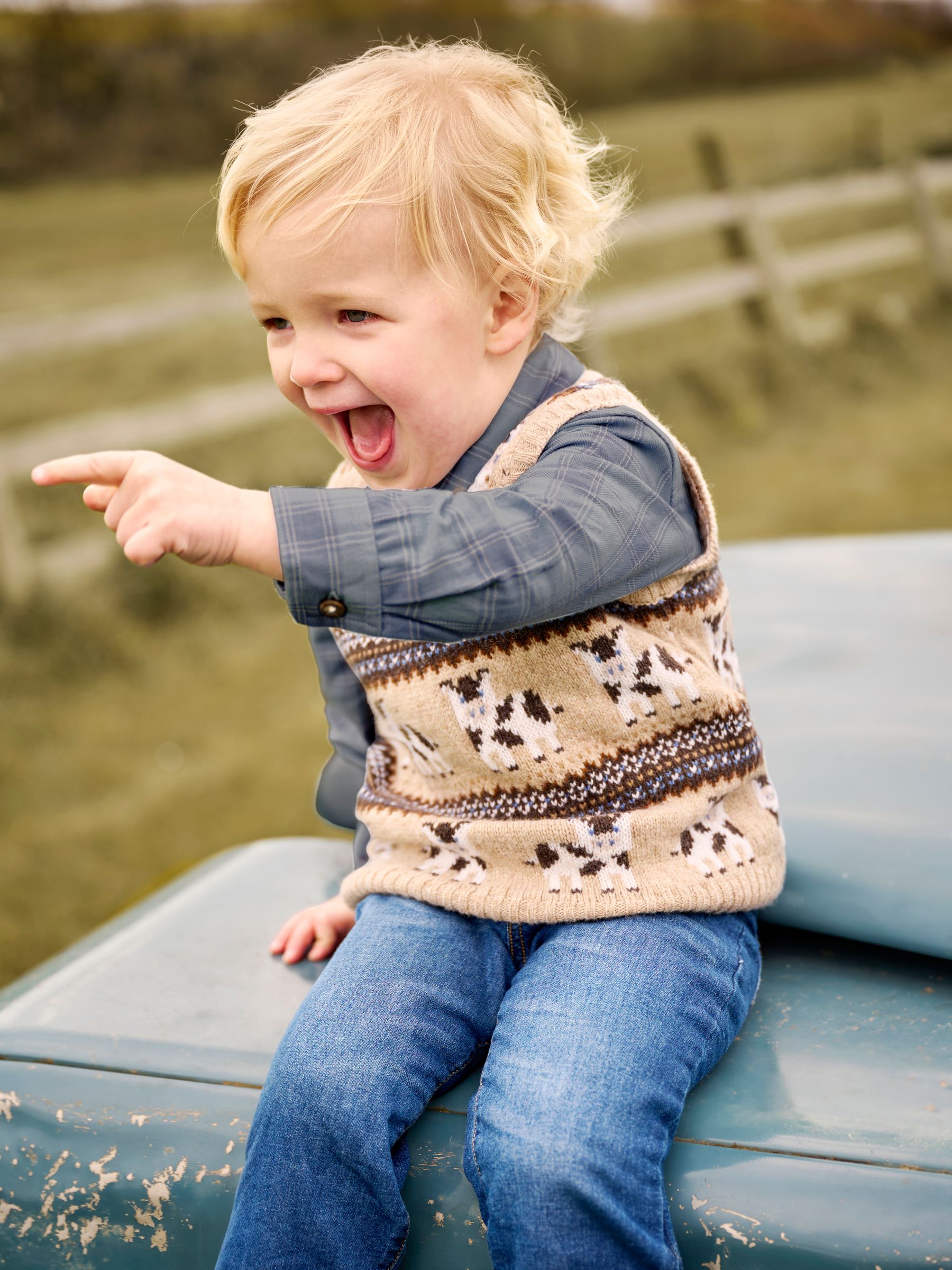 Natural Friesian Cow Knit Fair Isle Tank Top - Image 4 of 6