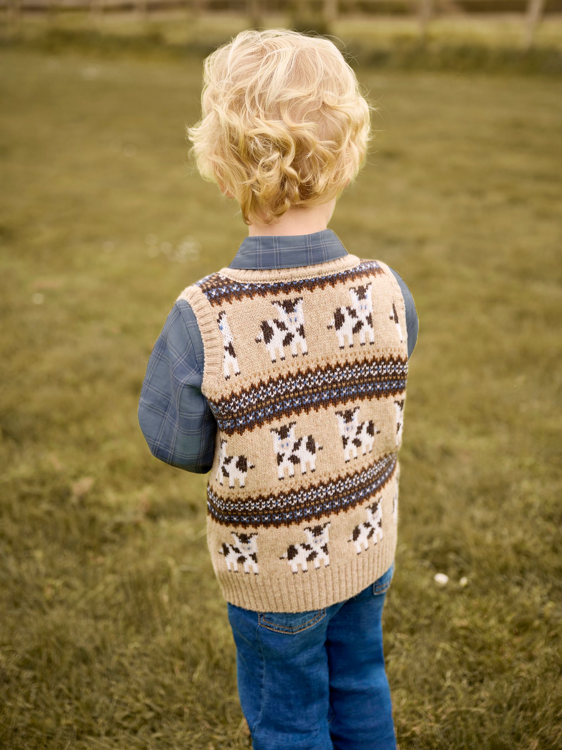 Natural Friesian Cow Knit Fair Isle Tank Top - Image 5 of 6