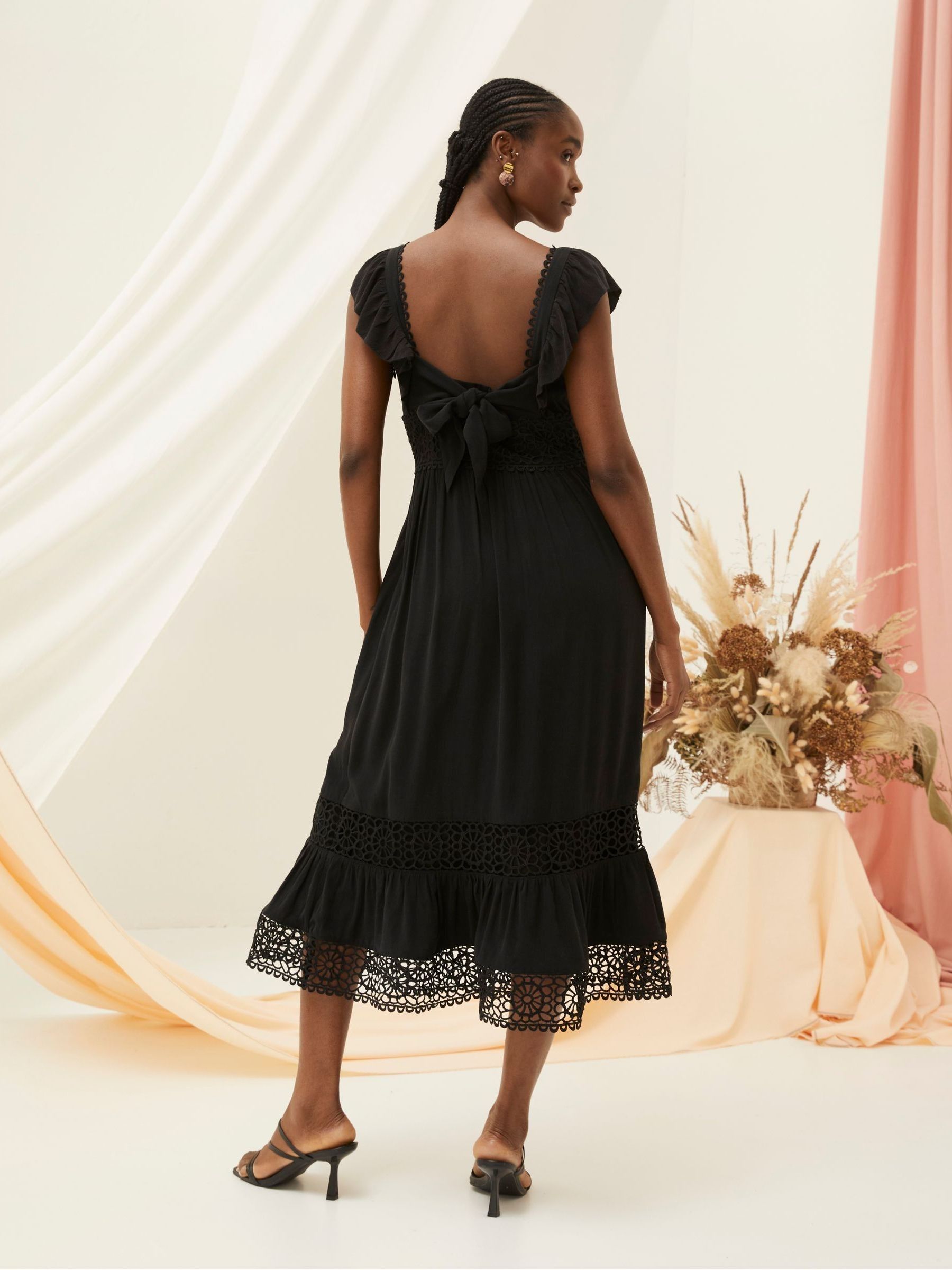 Hibiscus Black Lace Midi Dress | FatFace