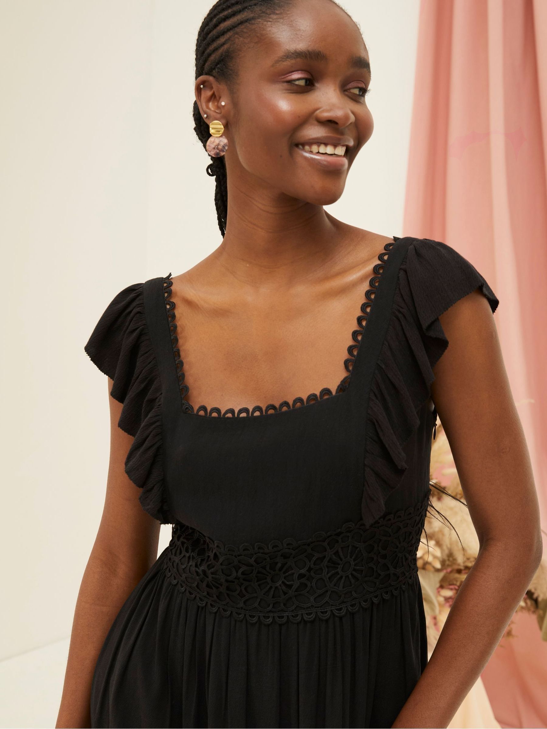 Hibiscus Black Lace Midi Dress - Image 3 of 6