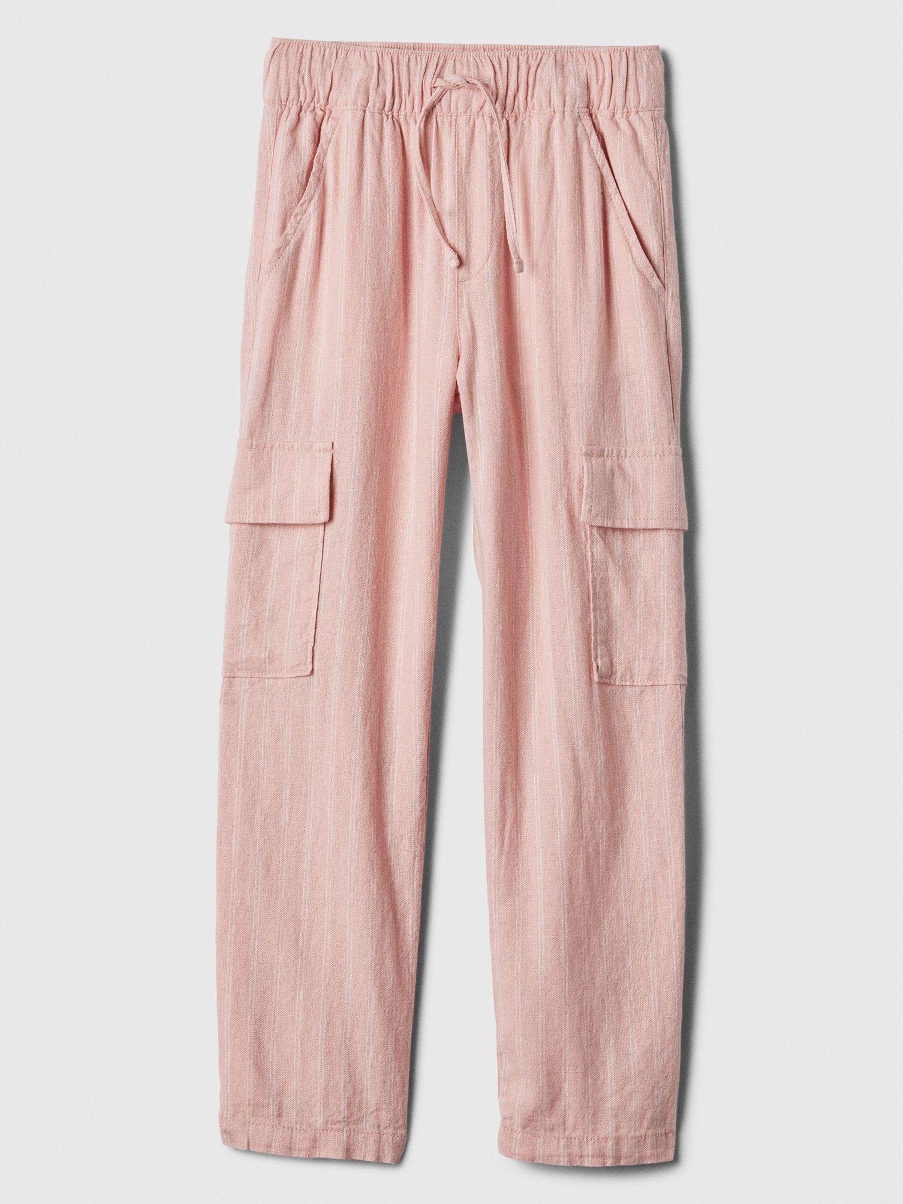 Pink Linen Cotton Cargo Trousers (4-13yrs) - Image 1 of 2