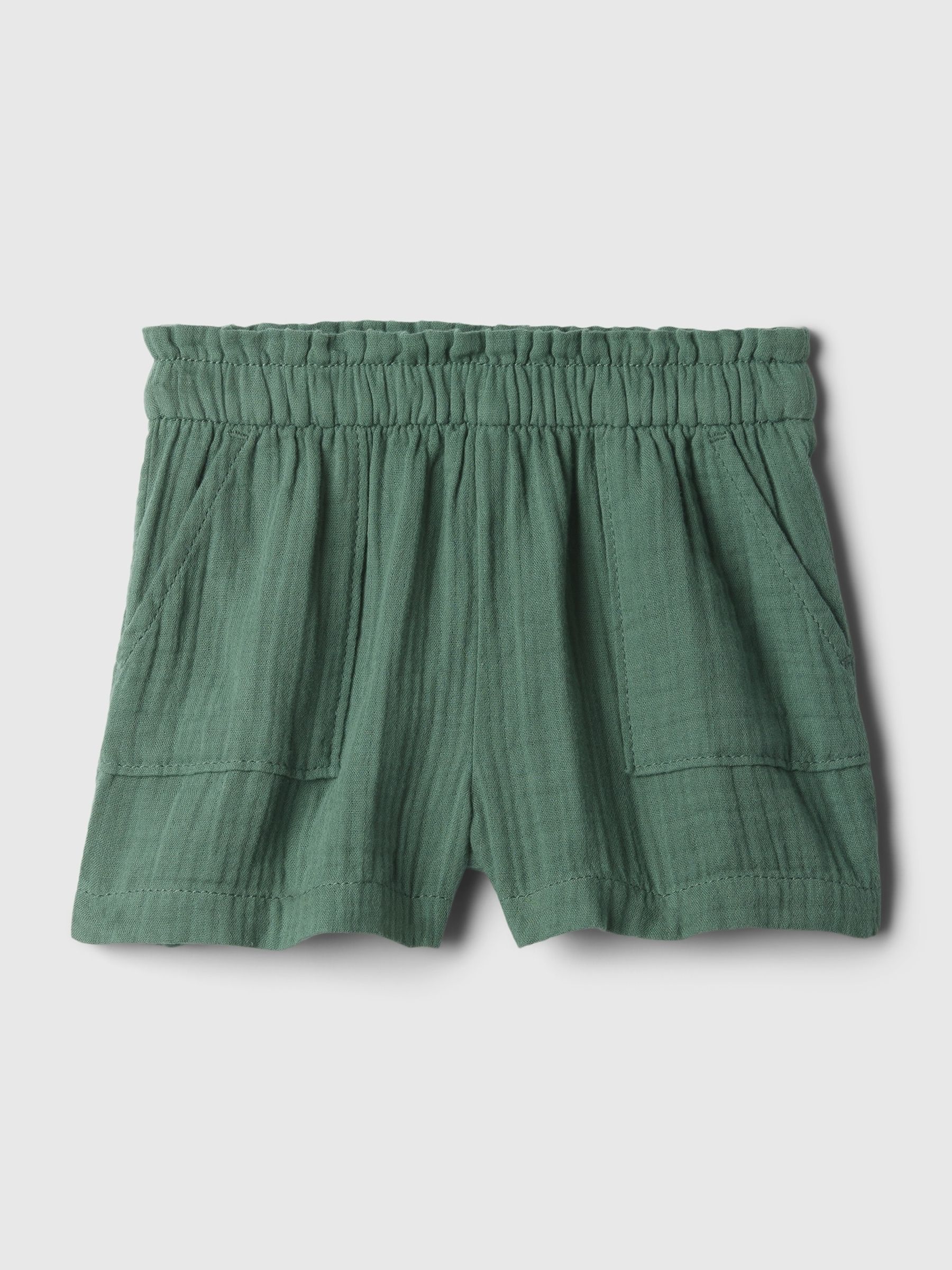 Green Crinkle Cotton Pull On Baby Shorts (12mths-5yrs) - Image 1 of 2