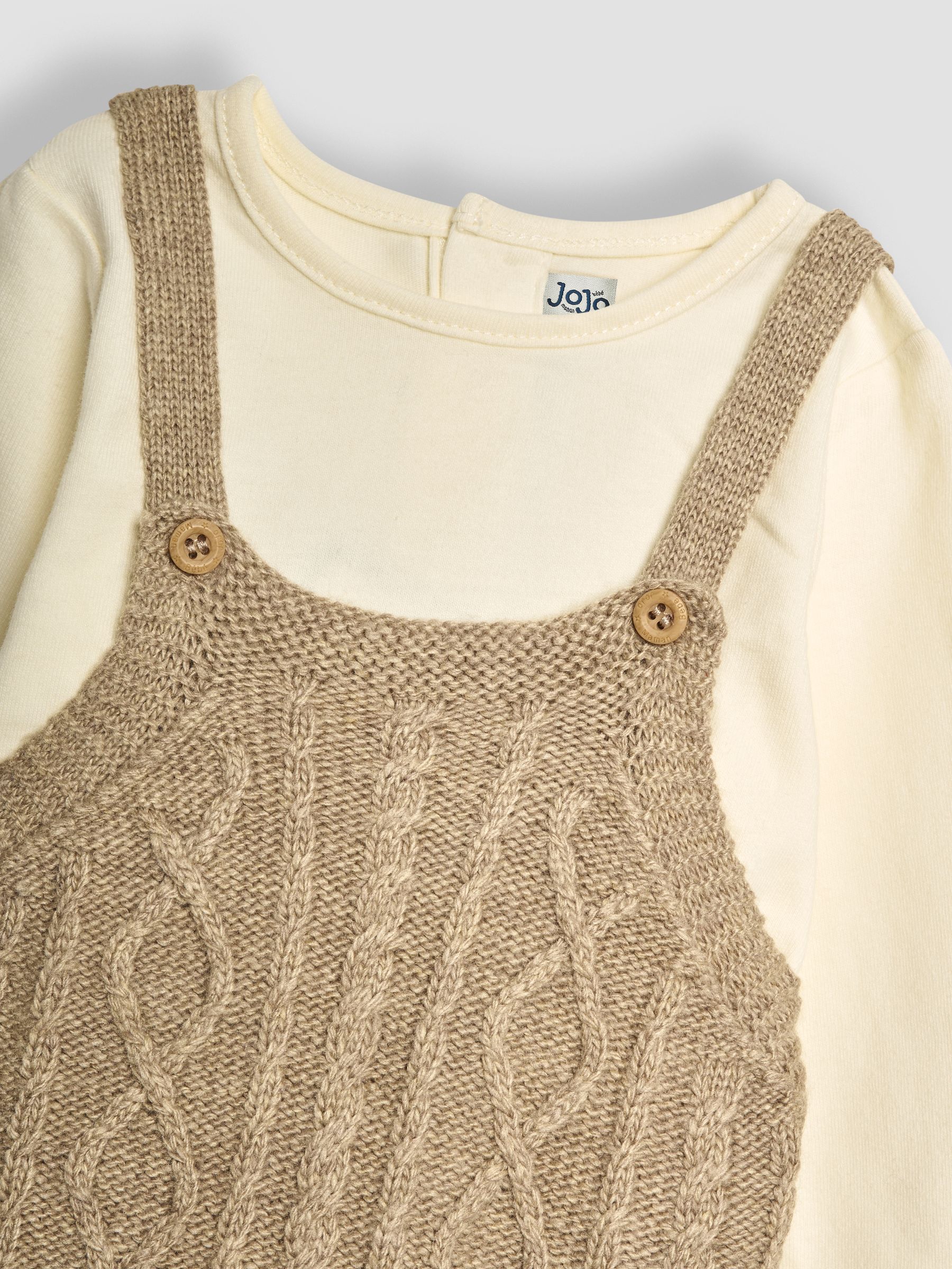 Fawn Brown Cable Knit Dungarees & Top Baby Set - Image 6 of 9