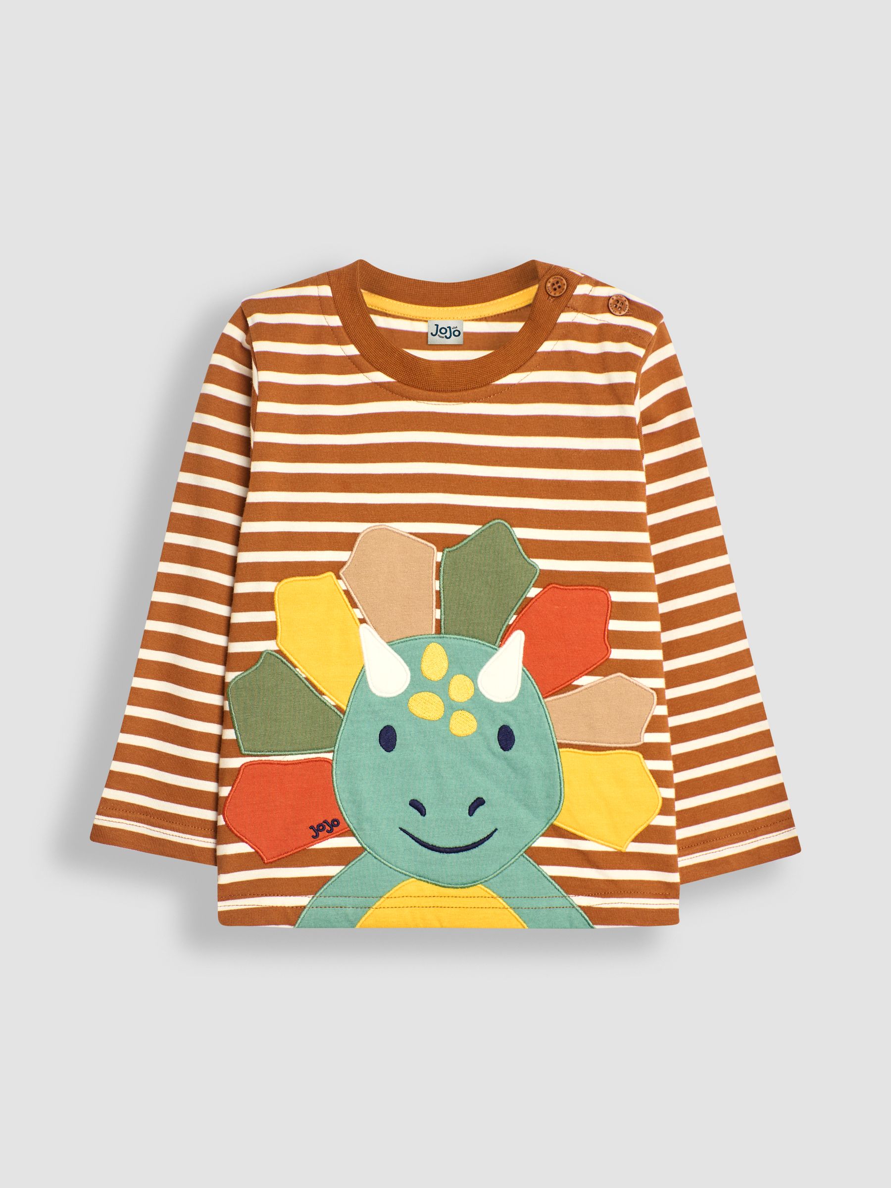 Toffee Brown Triceratops Head Appliqué Top - Image 1 of 3