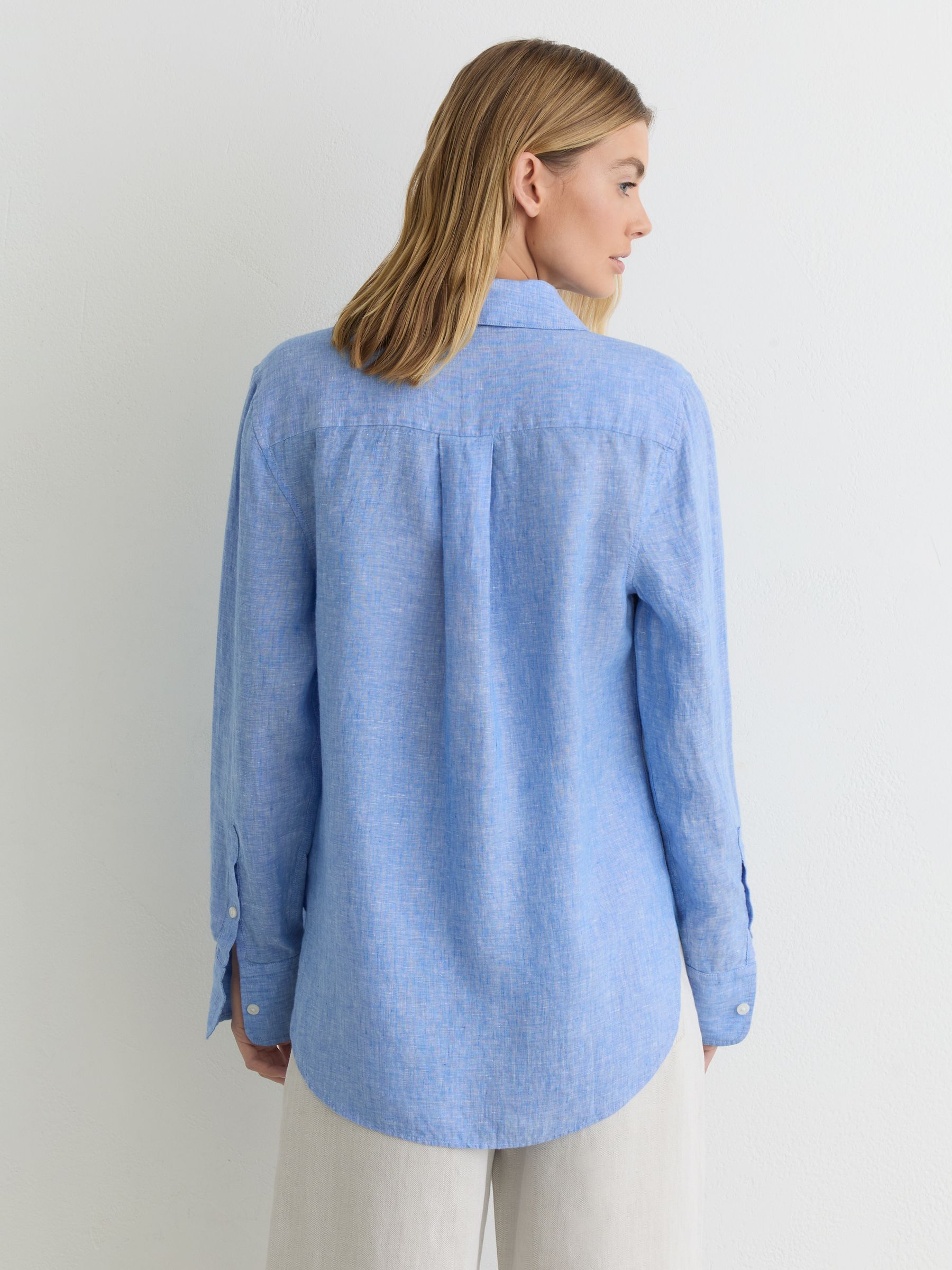 Linen Button-Through Shirt in Blue - image 4