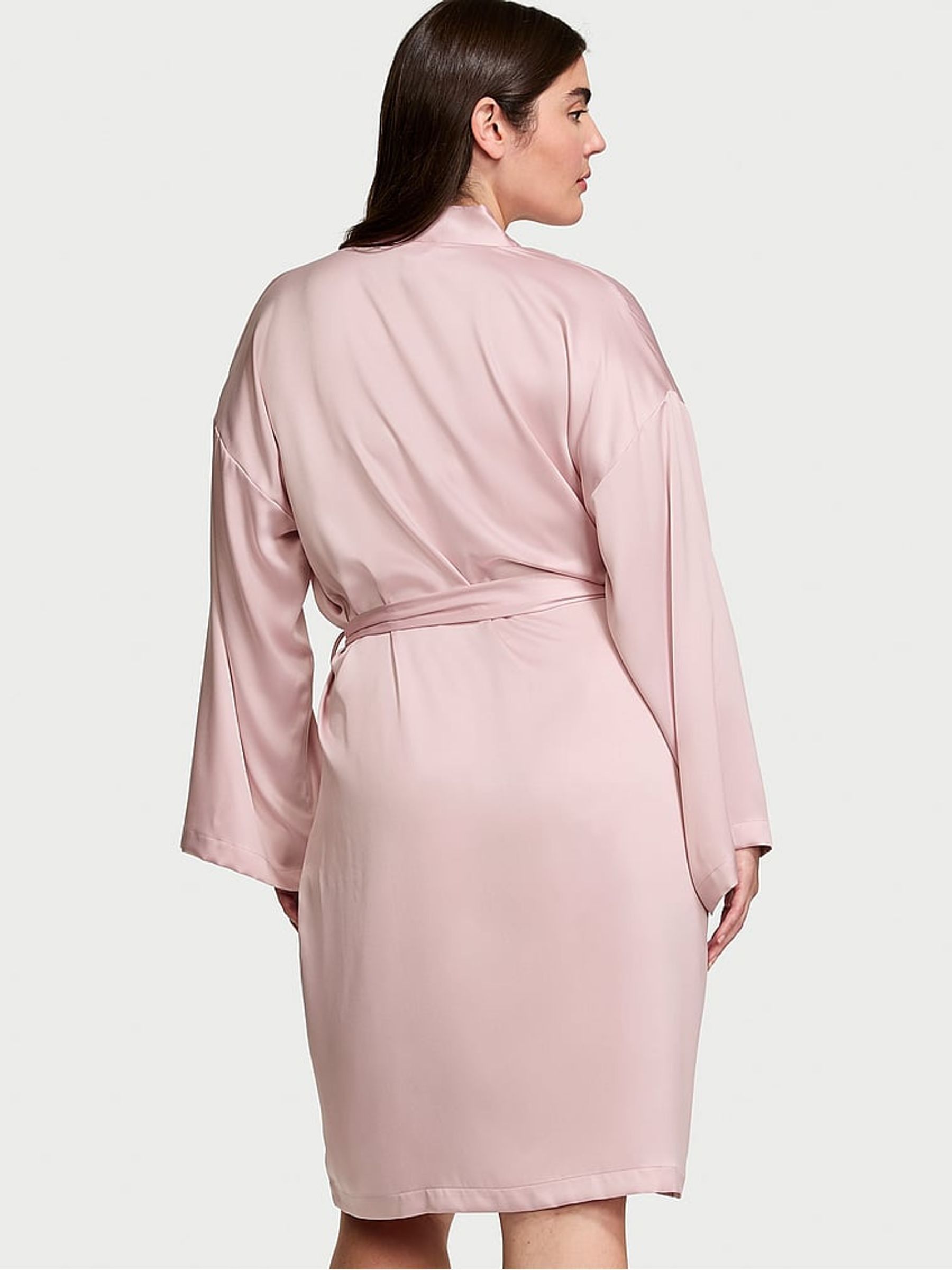 Chalk Rose Pink Satin Midi Robe - Image 2 of 3
