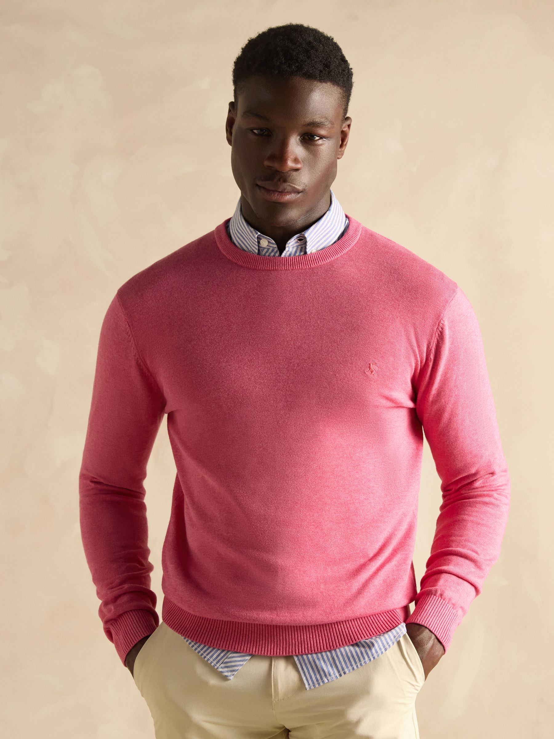 Hillside Rose Pink Crew Neck Knitted Jumper Joules