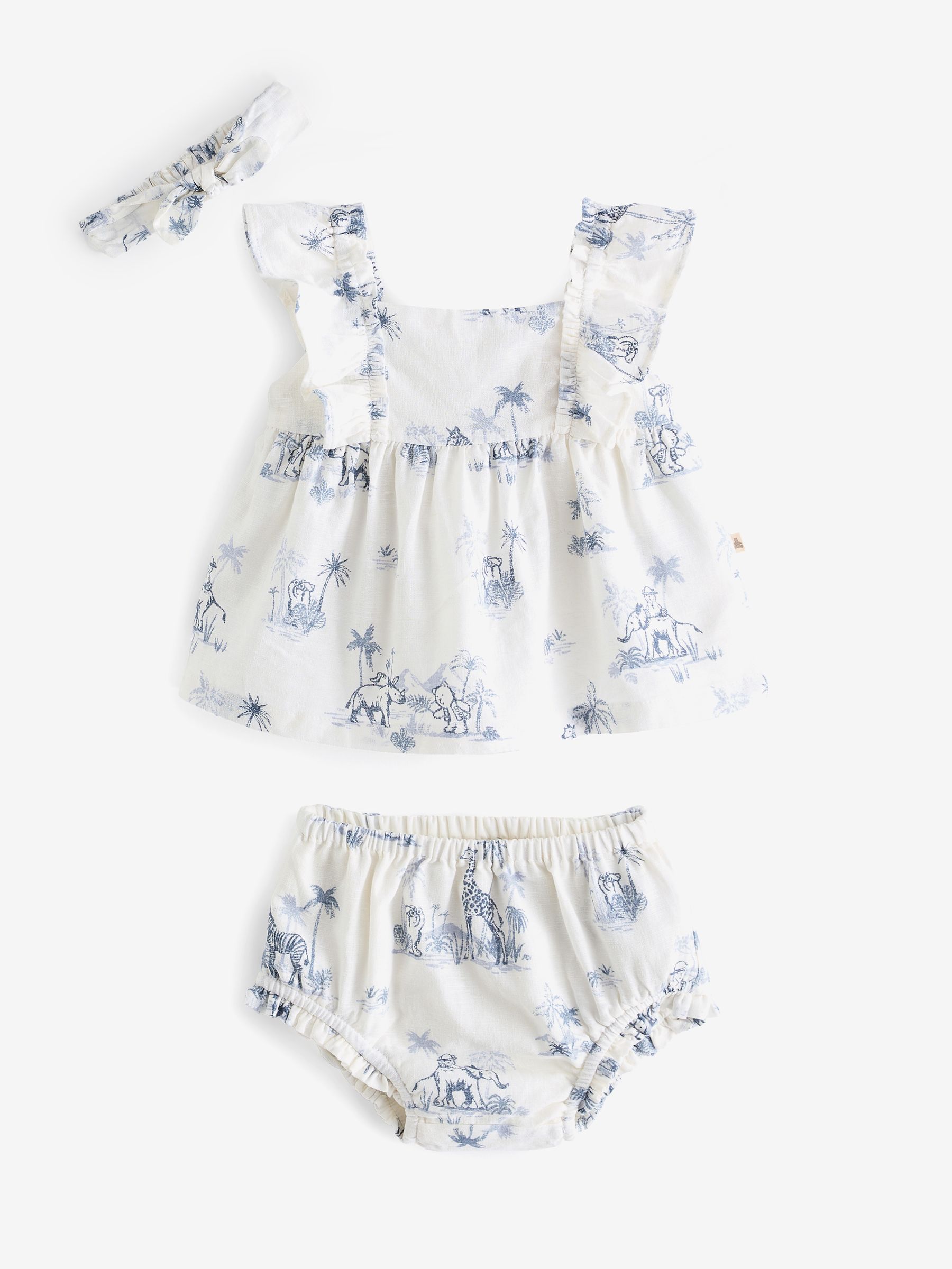 White/Blue Baby Linen-Cotton Outfit Set (Newborn-24mths) - Image 1 of 1