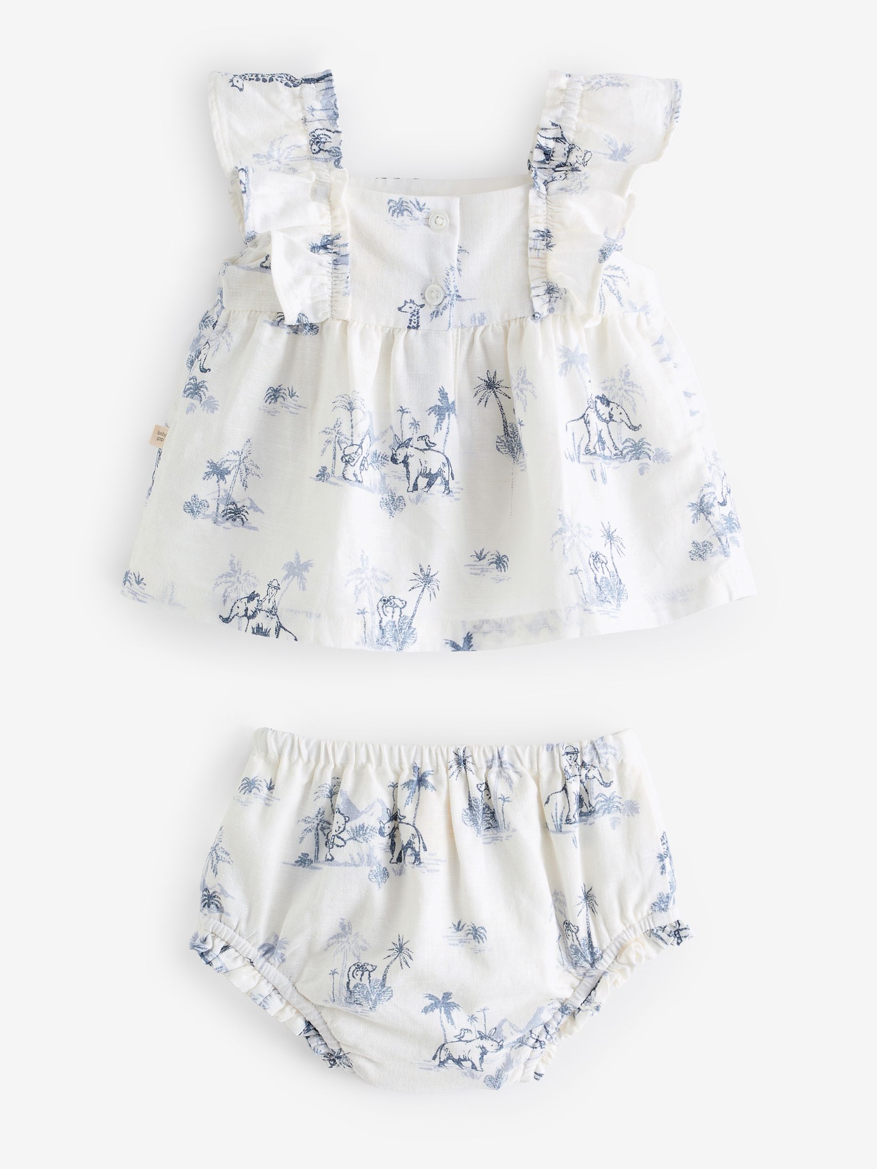 White/Blue Baby Linen-Cotton Outfit Set (Newborn-24mths) - Image 2 of 5