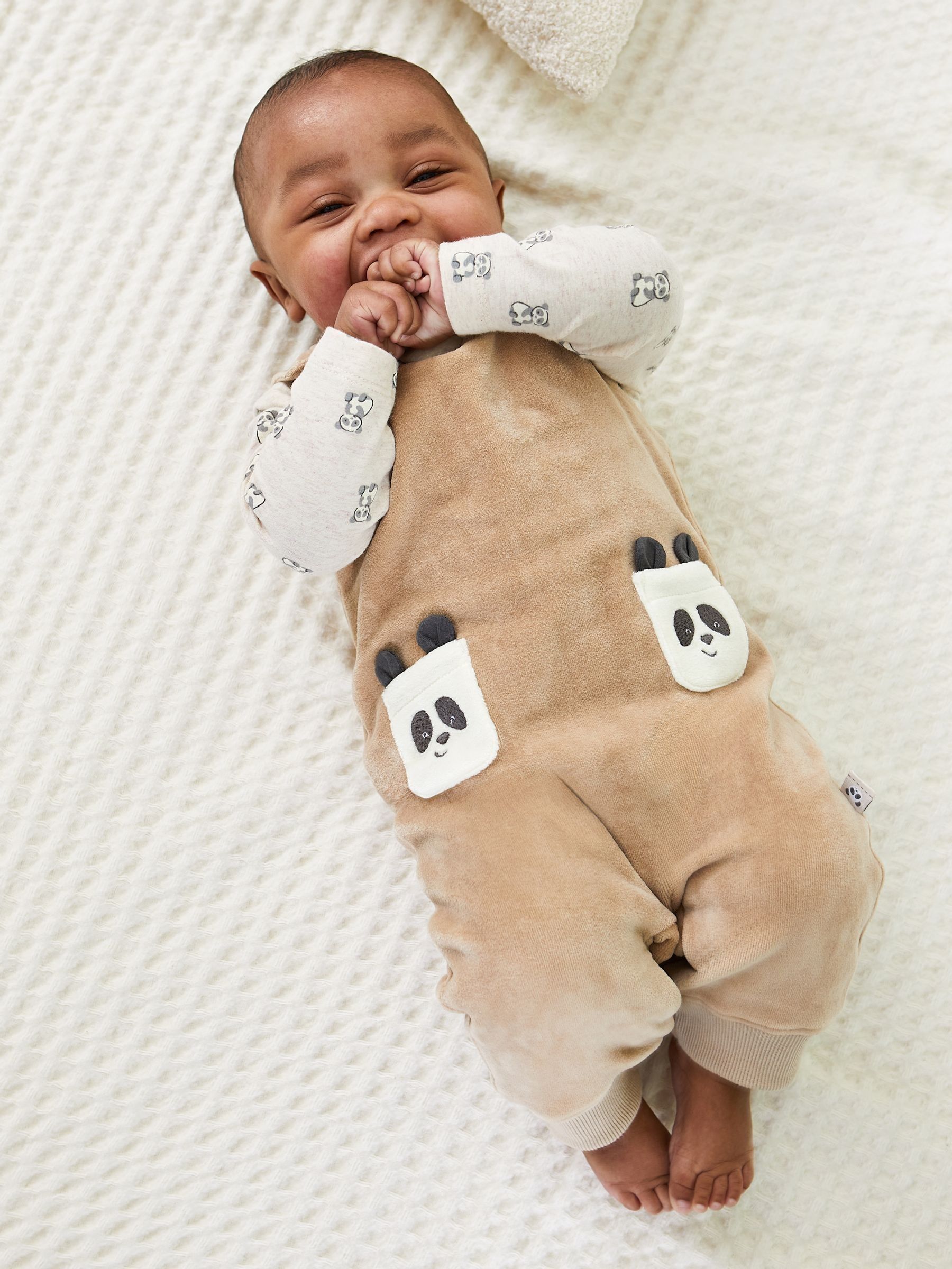 Natural Panda Applique Pocket Dungarees And Top Set - Image 7 of 9