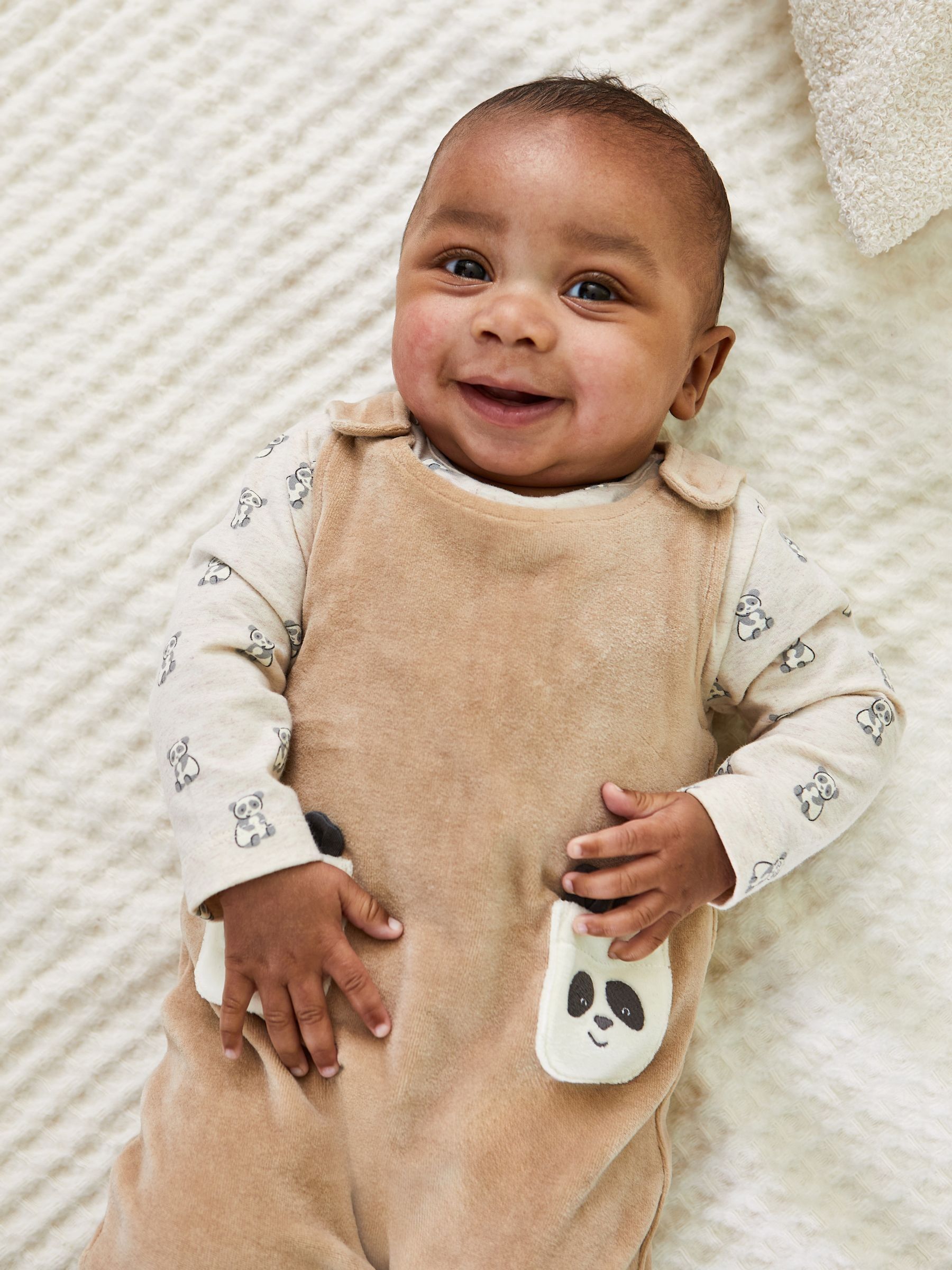 Natural Panda Applique Pocket Dungarees And Top Set - Image 9 of 9