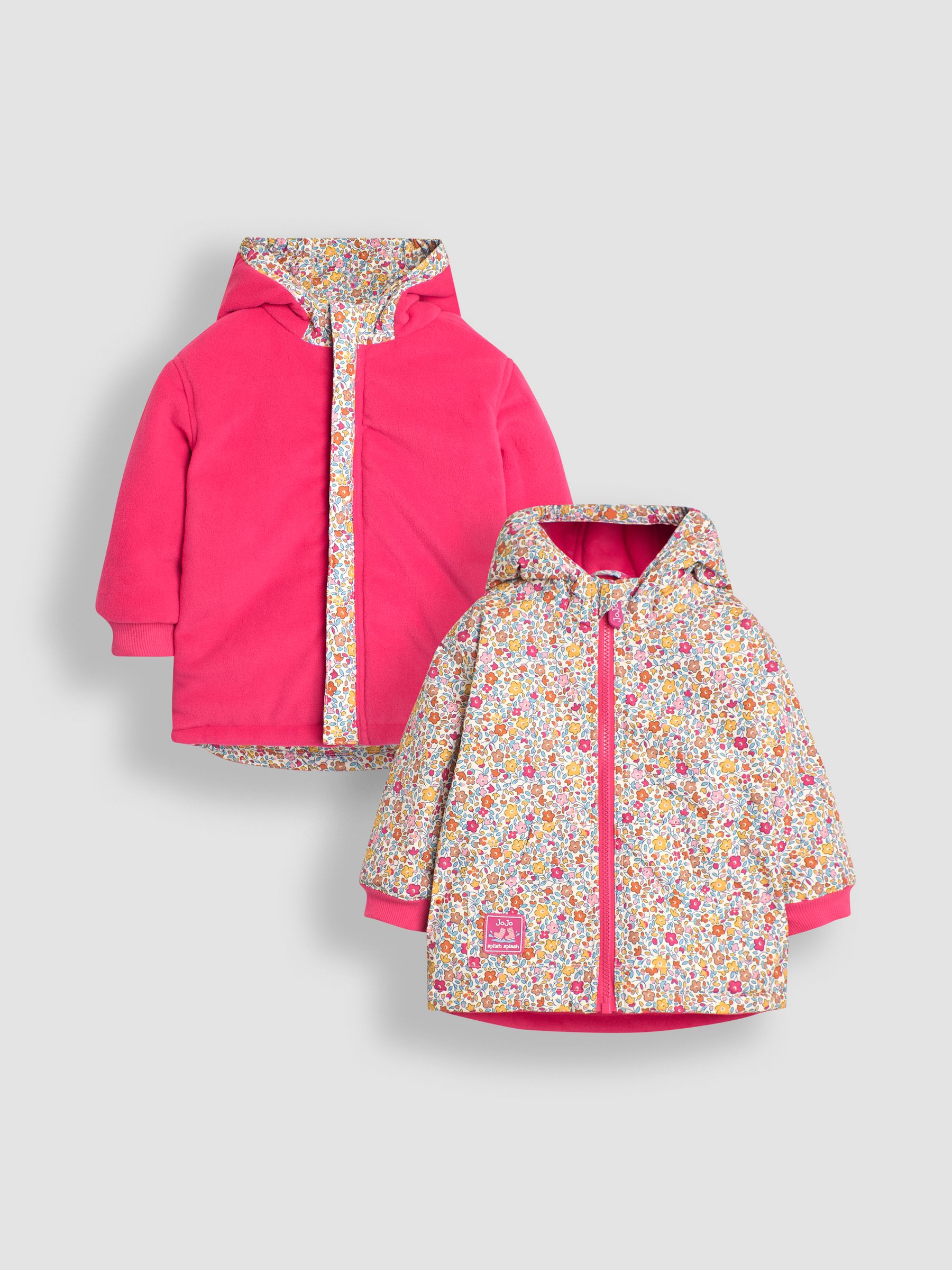 Pink Floral Fleece Lined Jacket JoJo Maman Bébé