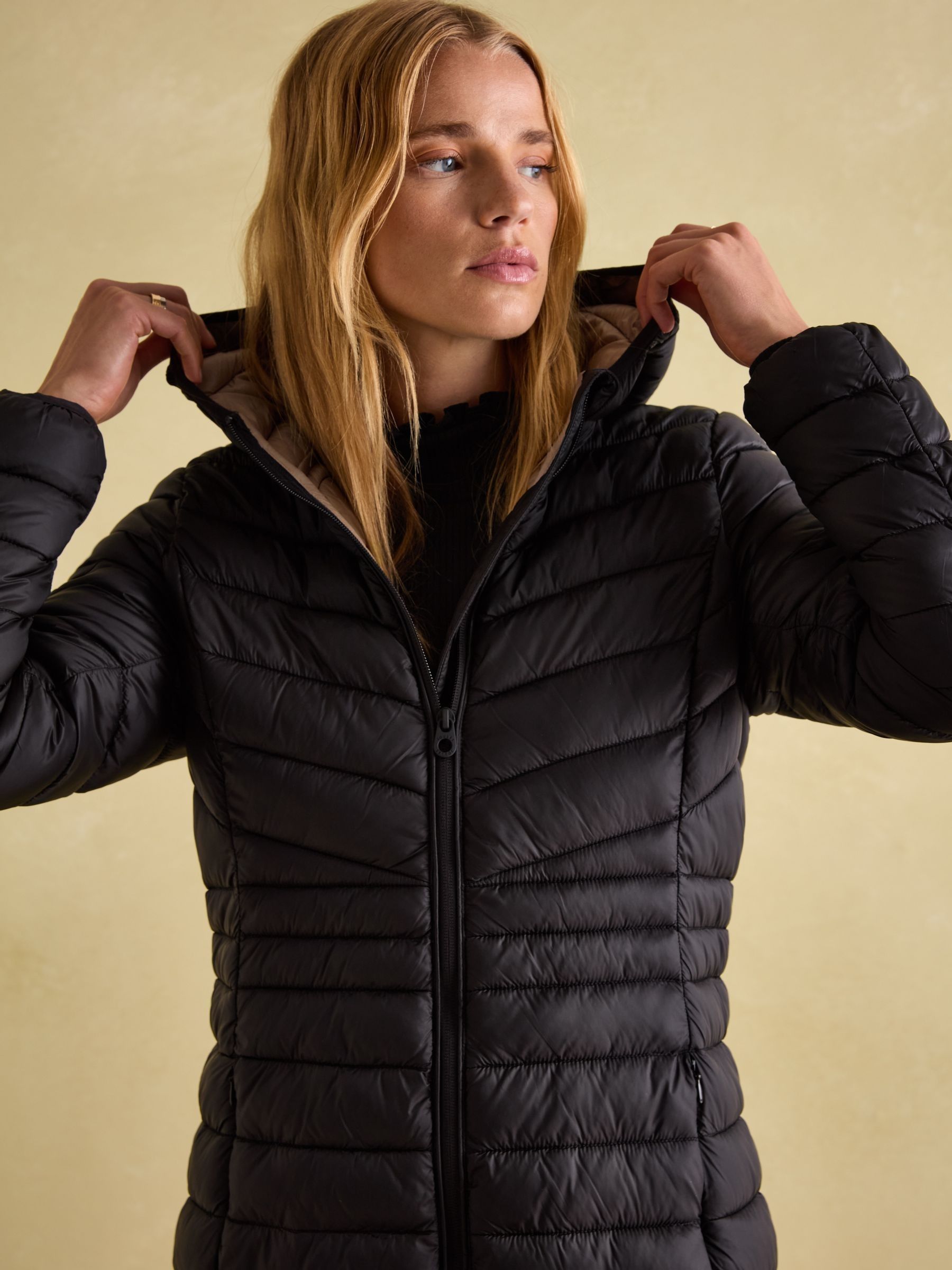 Kenley Black Showerproof Long Padded Coat with Hood - Image 4 of 7