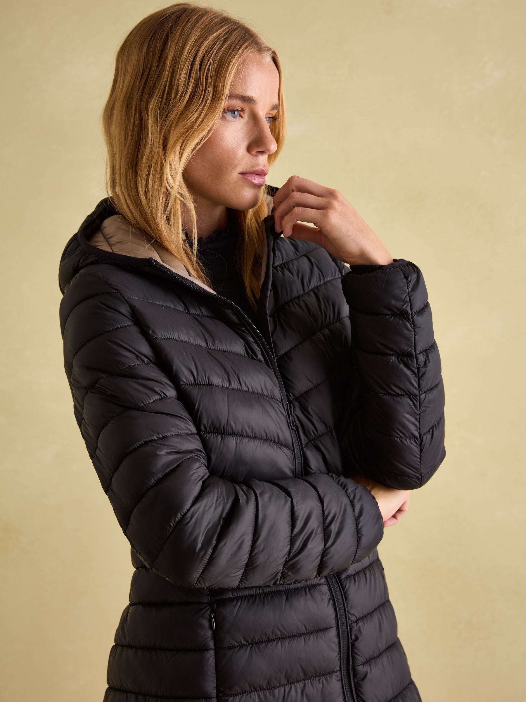 Kenley Black Showerproof Long Padded Coat with Hood - Image 5 of 7