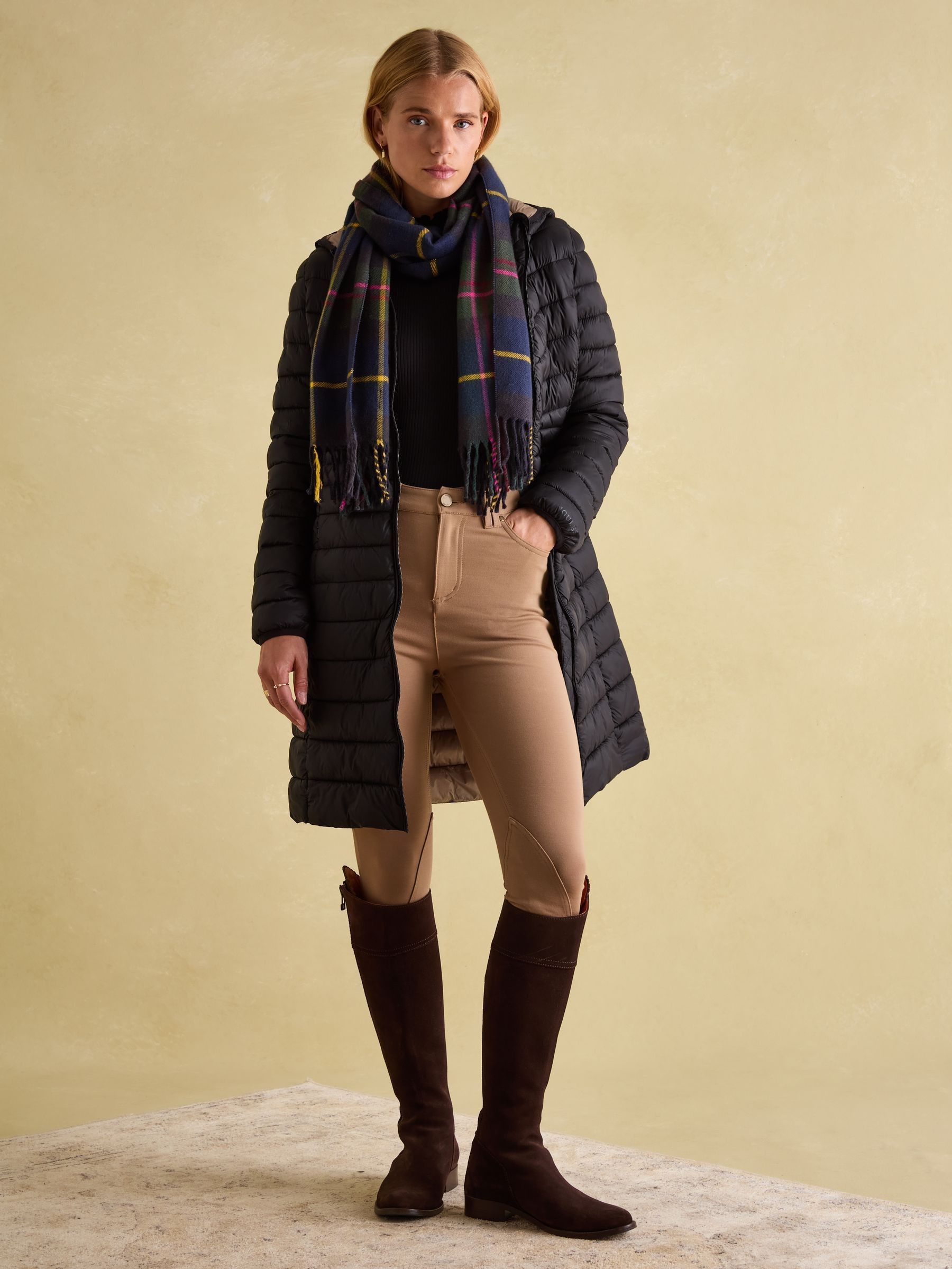 Kenley Black Showerproof Long Padded Coat with Hood - Image 6 of 7