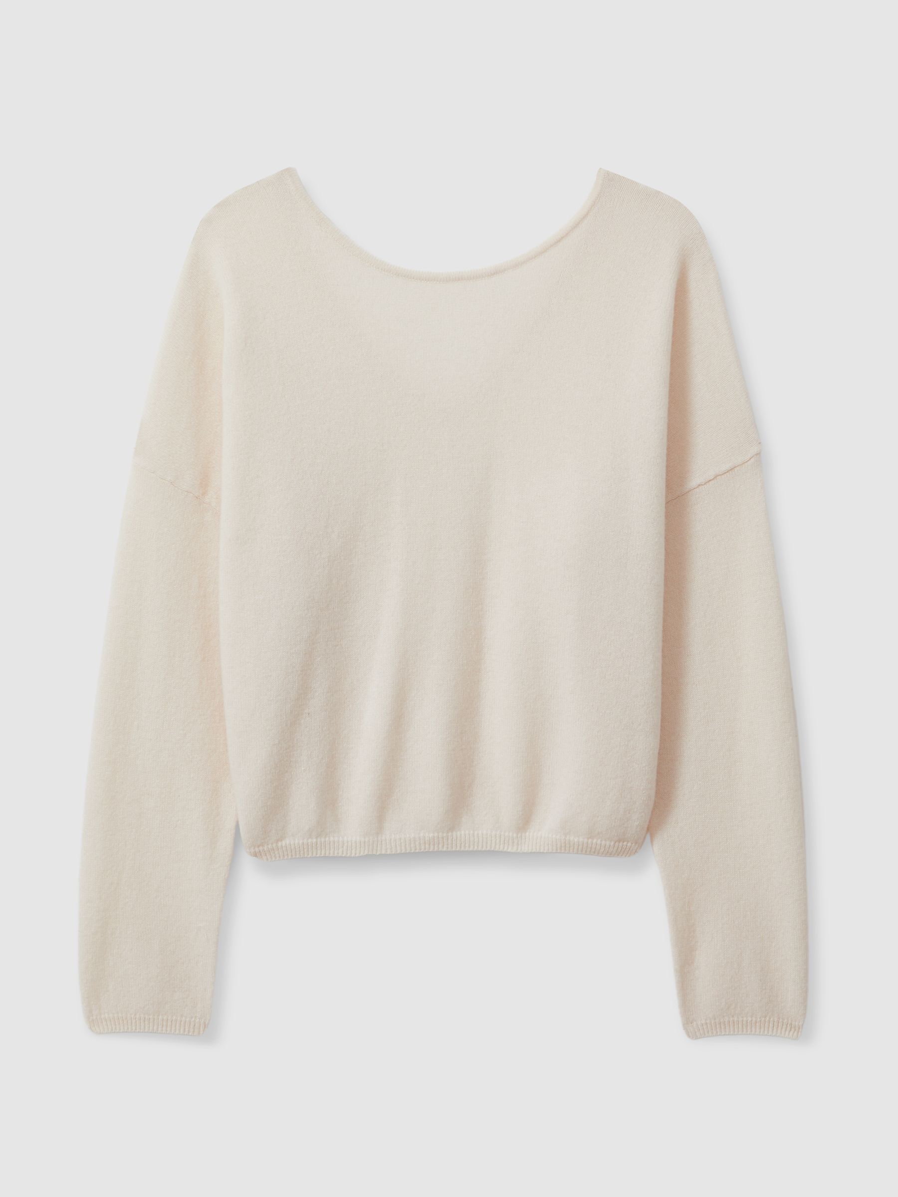 CRUSH Collection Cashmere Cropped Reversible Jumper in Milk - Image 5 of 6
