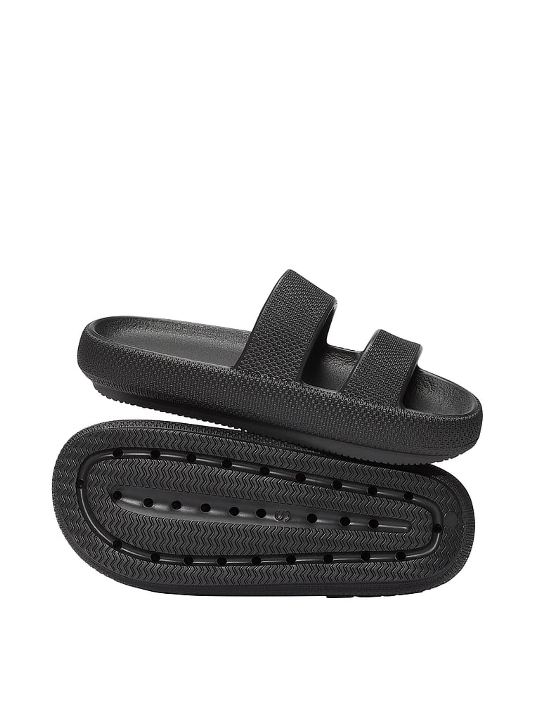Pure Black Double Strap Pillow Sliders - Image 1 of 1