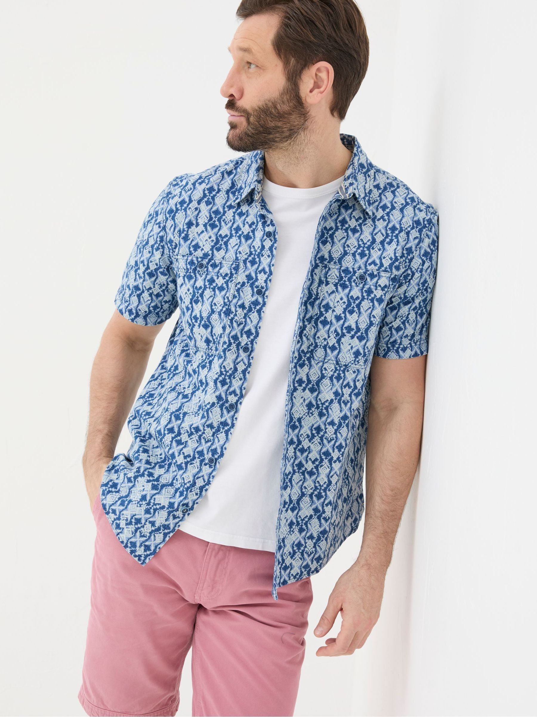 Ikat Blue Print Shirt - Image 3 of 5