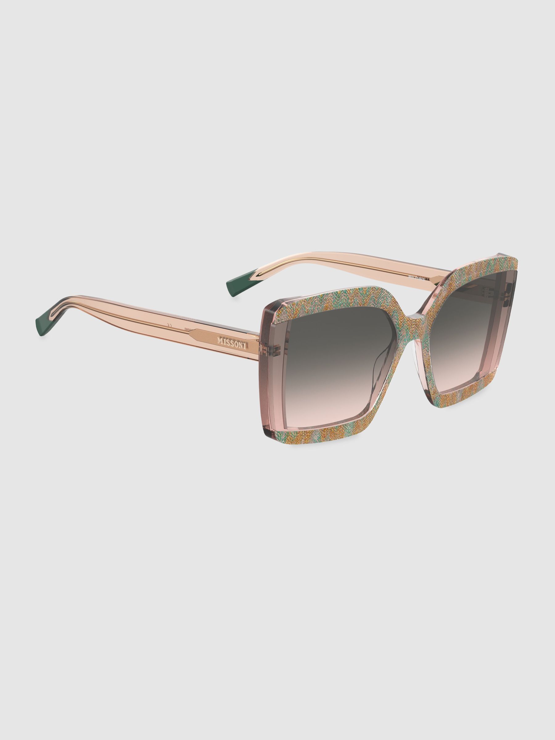 Missoni Eyewear Transparent Pattern Sunglasses in Pink/Green - Image 1 of 4 Missoni Eyewear Transparent Pattern Sunglasses in Pink/Green - Image 1 of 4