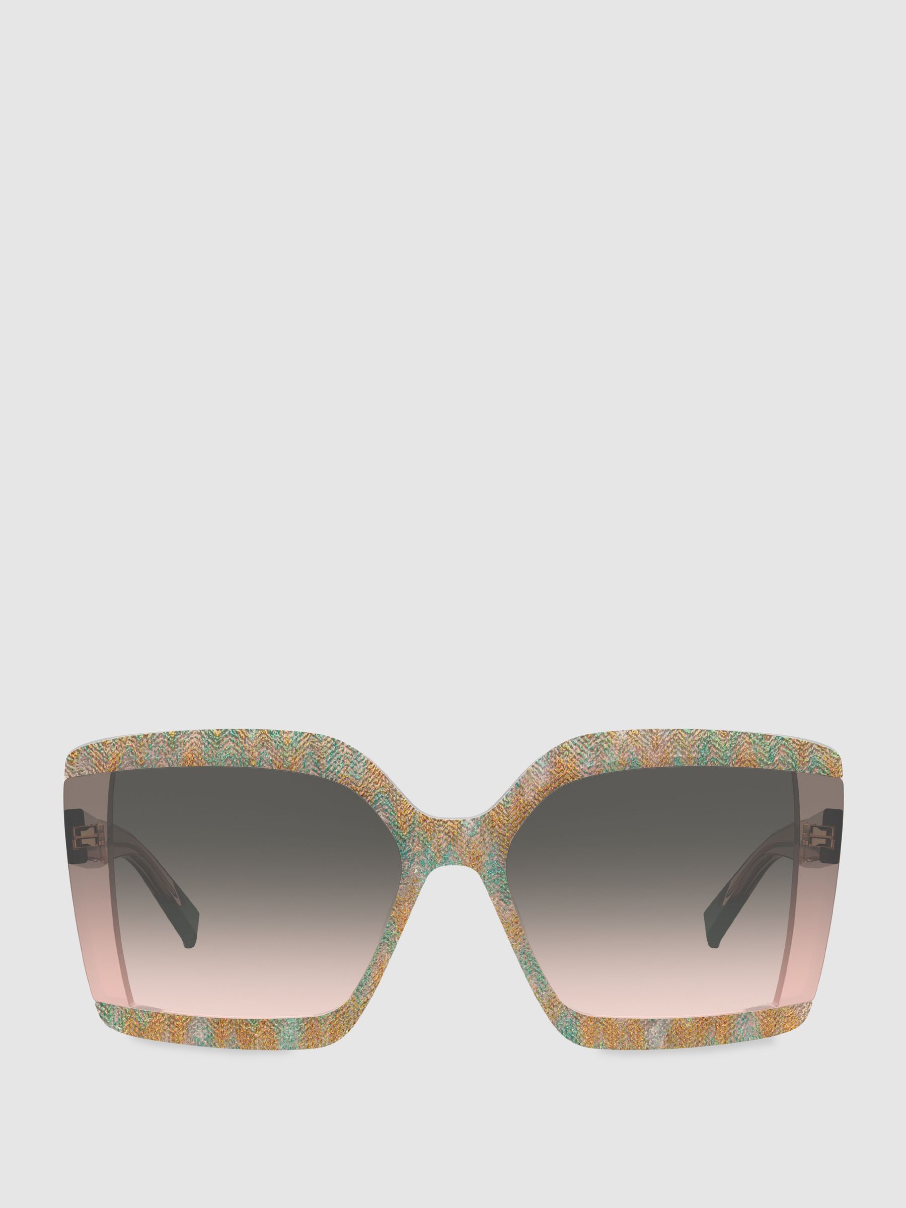 Missoni Eyewear Transparent Pattern Sunglasses in Pink/Green - Image 3 of 4