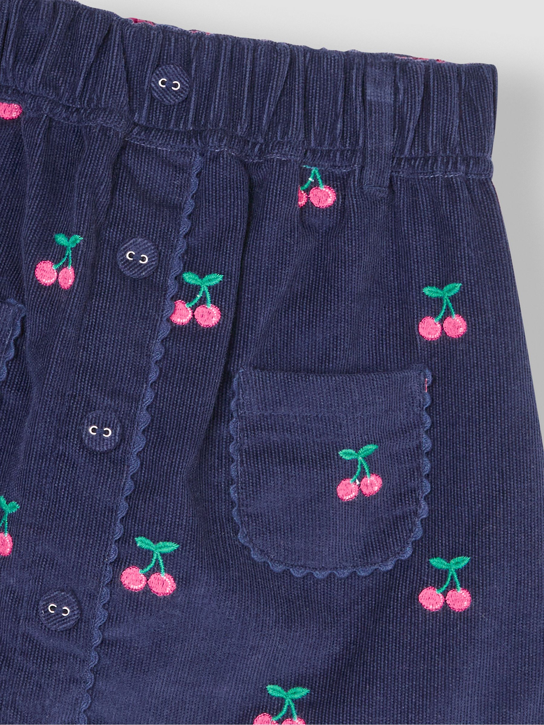 Navy Blue Cherry Embroidered Cord Skirt - Image 3 of 4