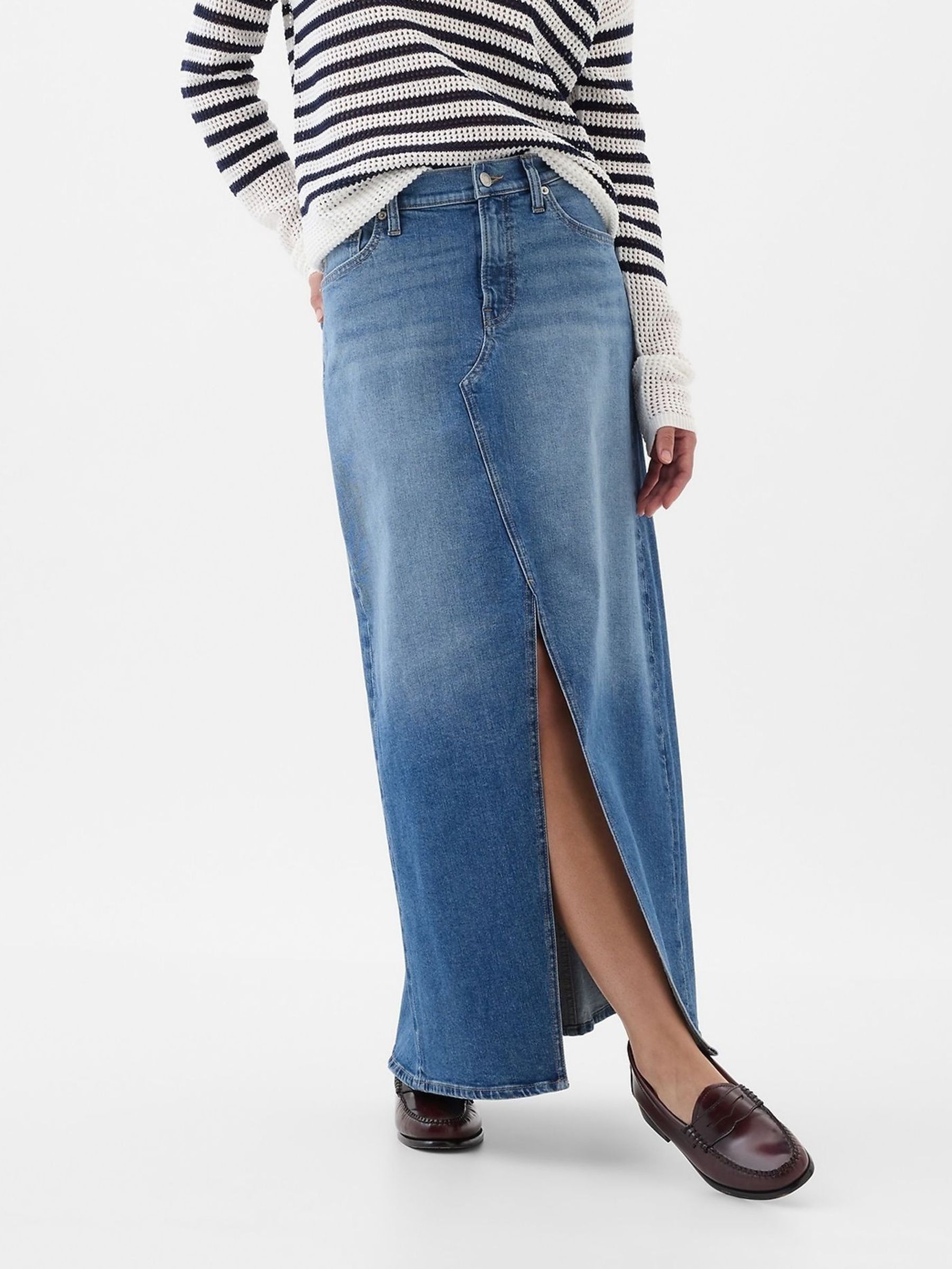 Blue Denim Maxi Skirt - Image 3 of 5
