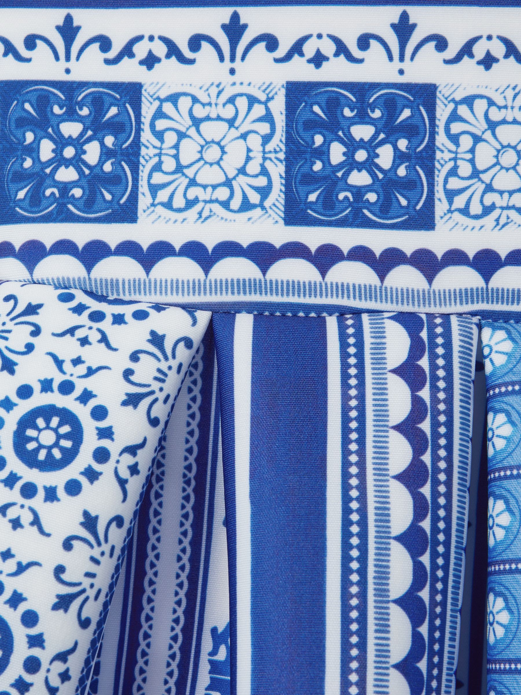 9-13 yrs Tile Print Scuba Fit-and-Flare Dress in Blue Print - Image 3 of 4