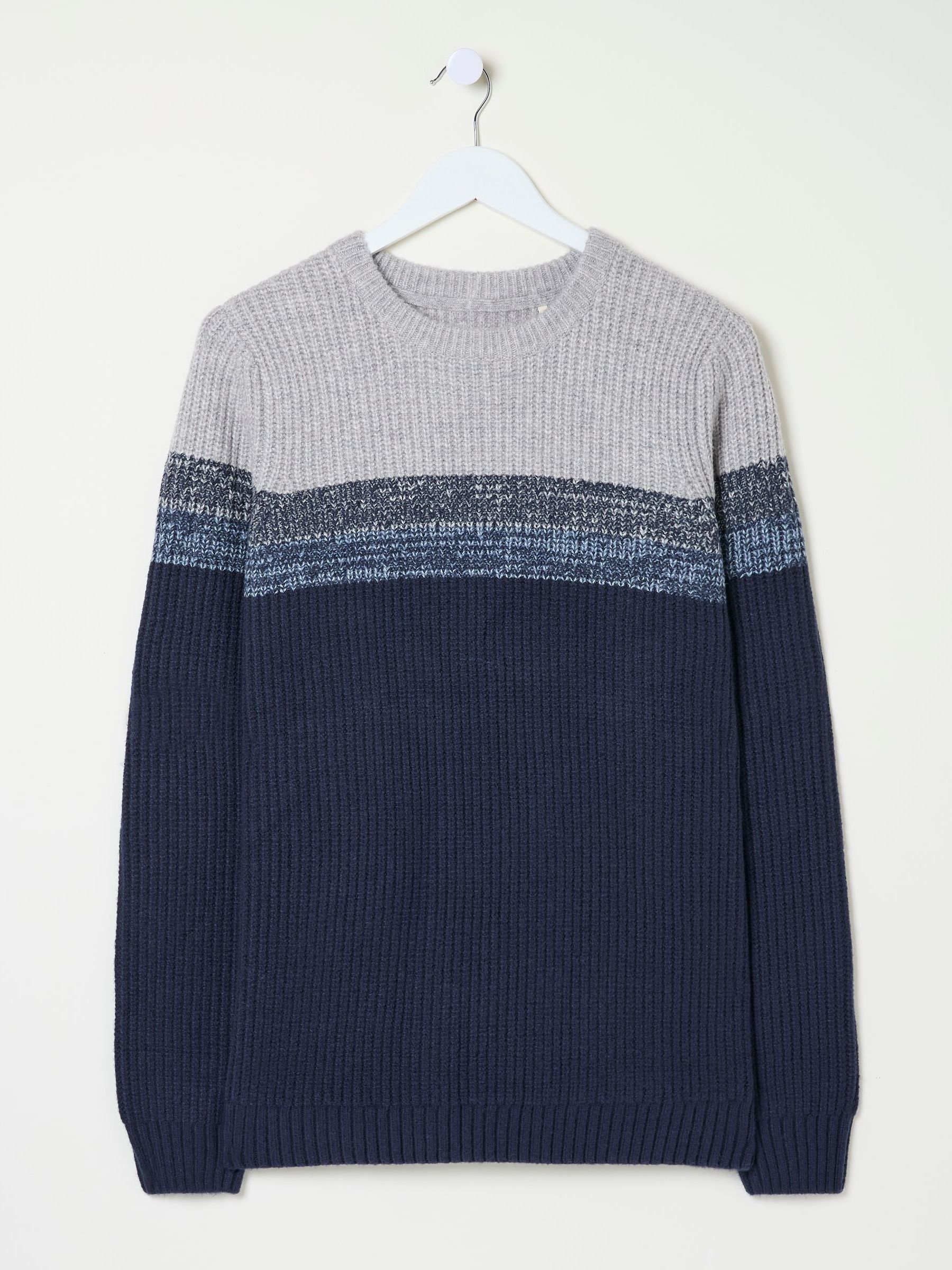 Hinton Navy Chest Stripe Crew Neck Jumper - Image 5 of 5