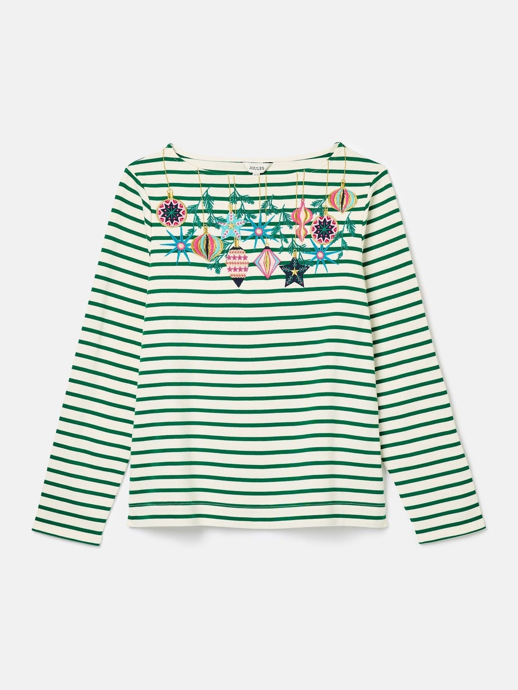 Festive Harbour Green/White Bauble Boat Neck Breton Top - Image 6 of 6 Festive Harbour Green/White Bauble Boat Neck Breton Top - Image 6 of 6