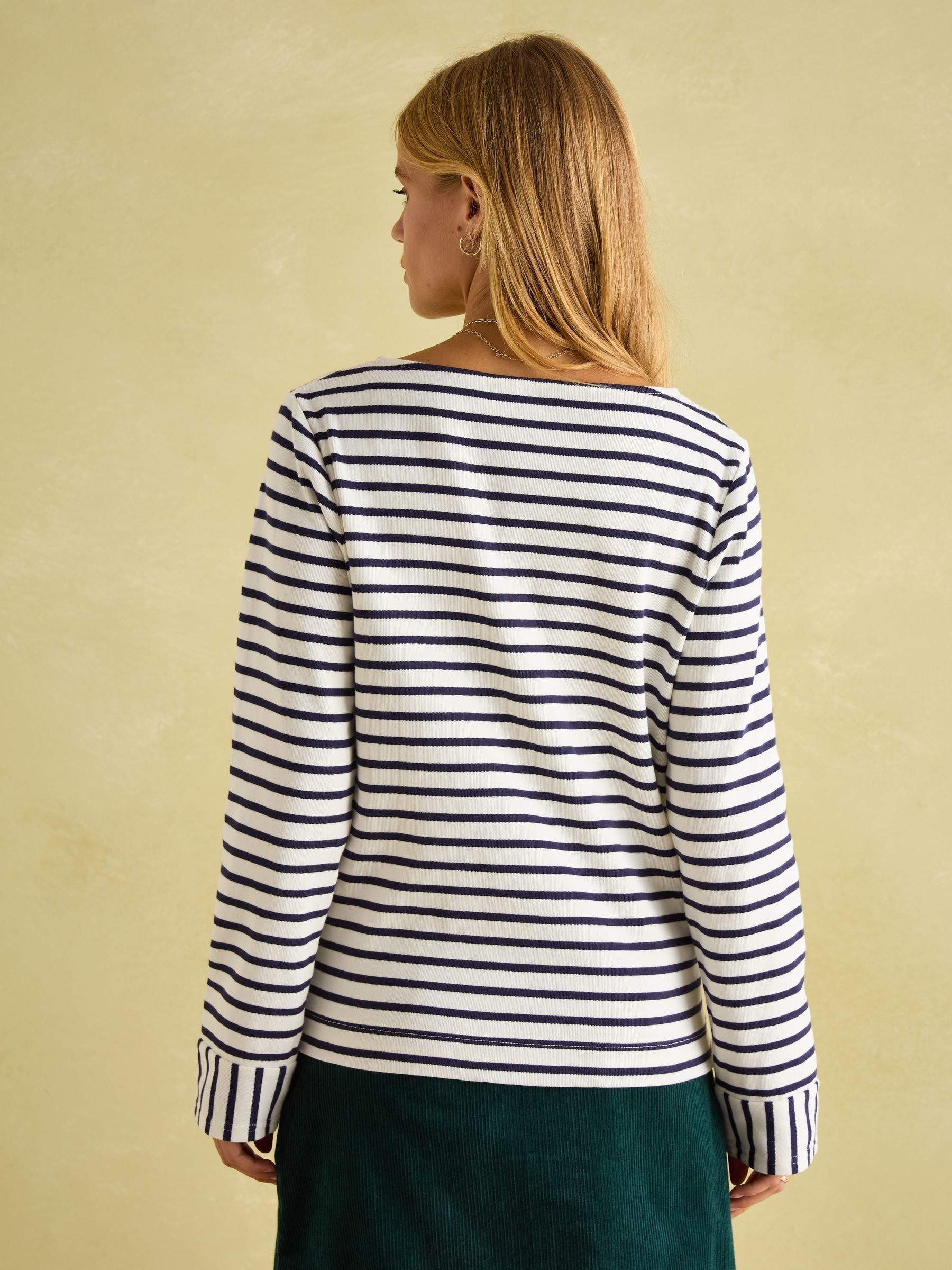 Harbour Cream/Navy V-Neck Jersey Top - Image 2 of 6