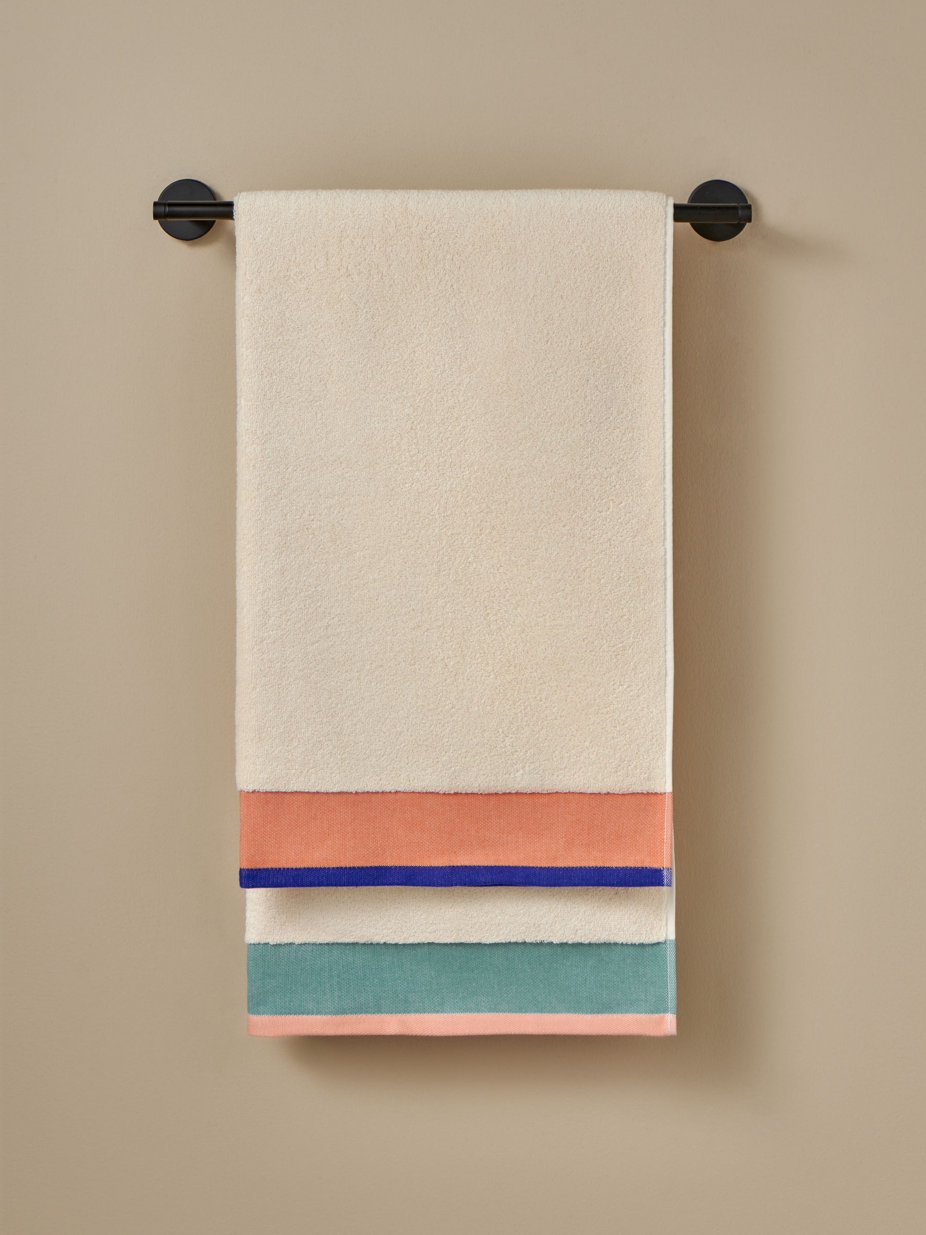 Dax Border 100% Cotton Towel in Peach and Blues - Image 2 of 3
