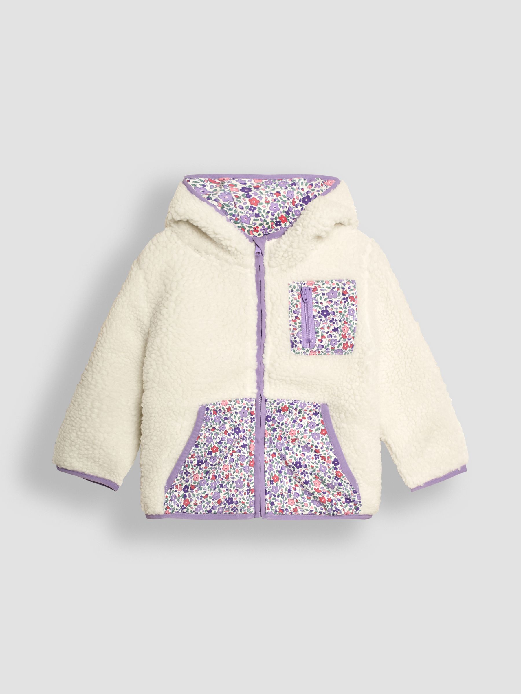Cream Toadstool Ditsy Floral Reversible Hooded Teddy Fleece - Image 2 of 7