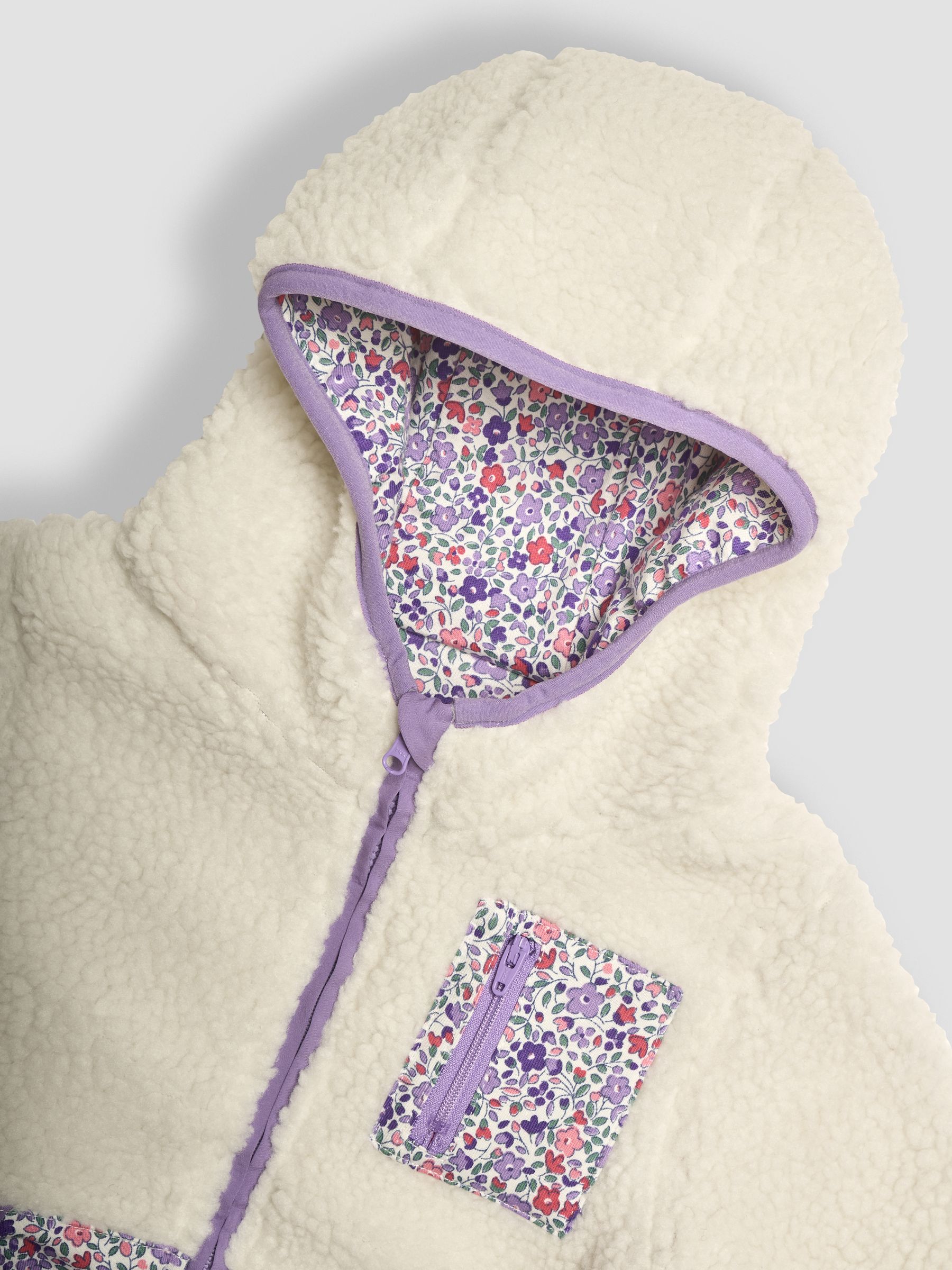 Cream Toadstool Ditsy Floral Reversible Hooded Teddy Fleece - Image 6 of 7